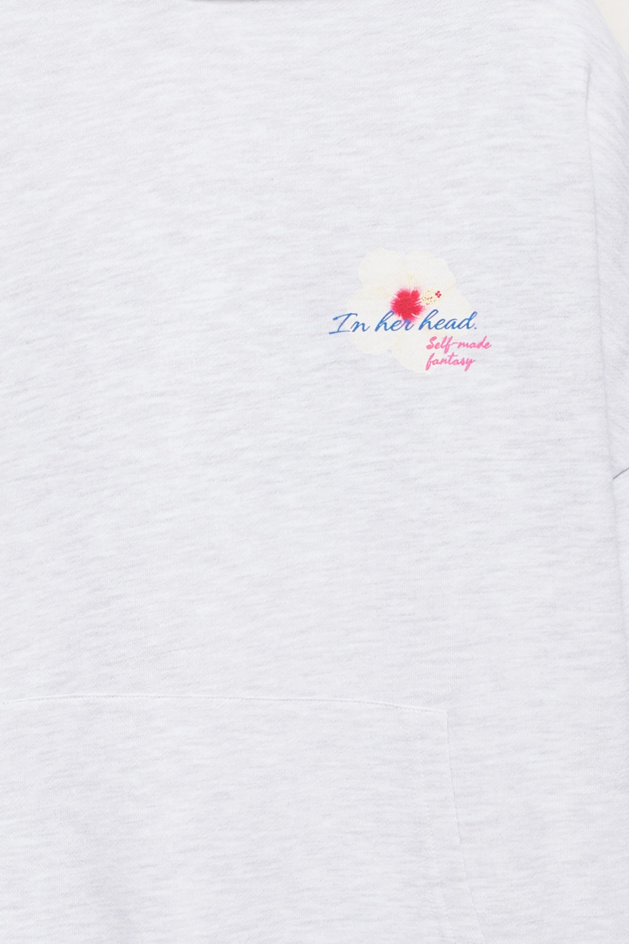 Flower graphic hoodie — Grey marl