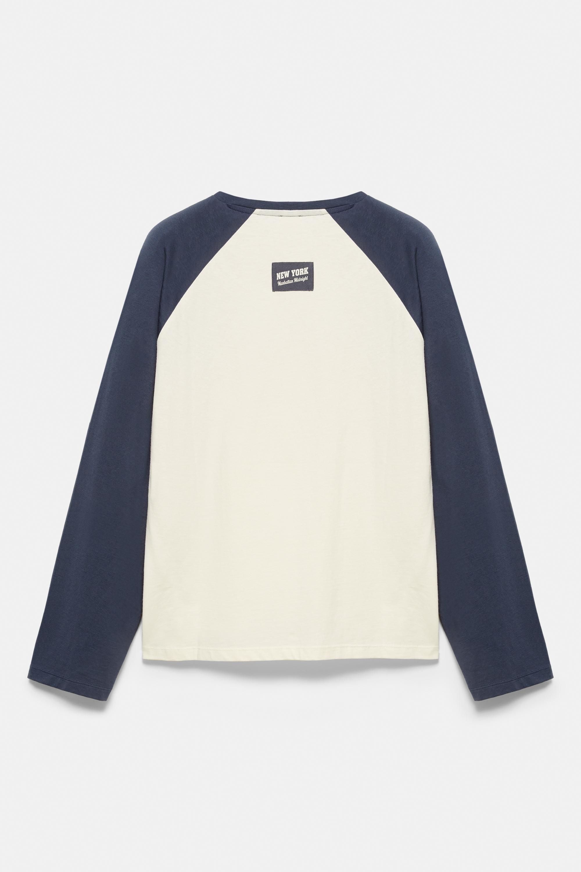 New York raglan T-shirt — Ecru/Blue