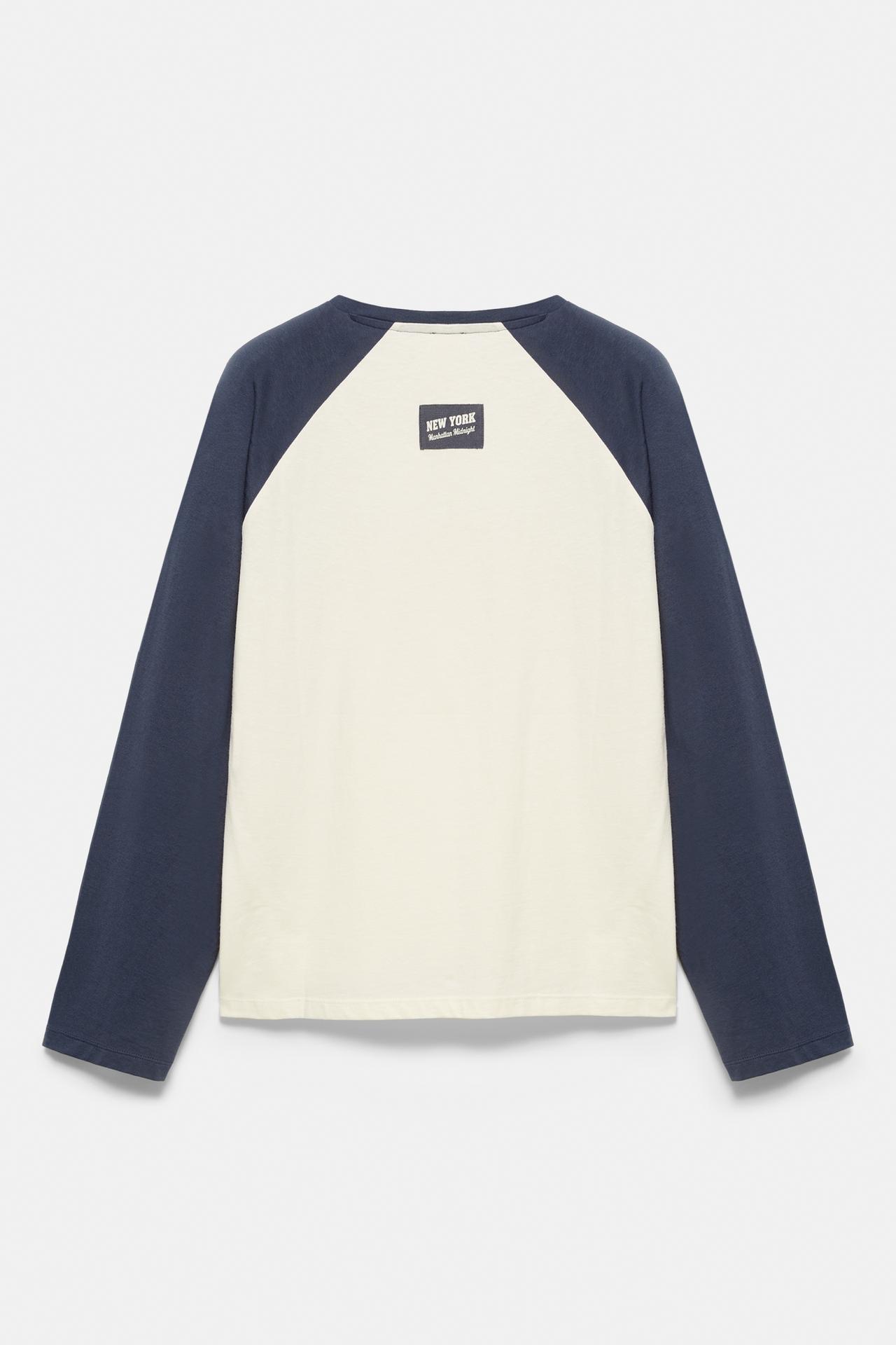 New York raglan T-shirt — Ecru/Blue