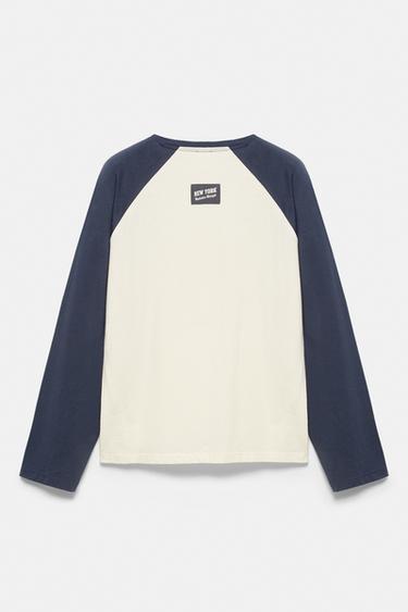 New York raglan T-shirt — Ecru/Blue 4