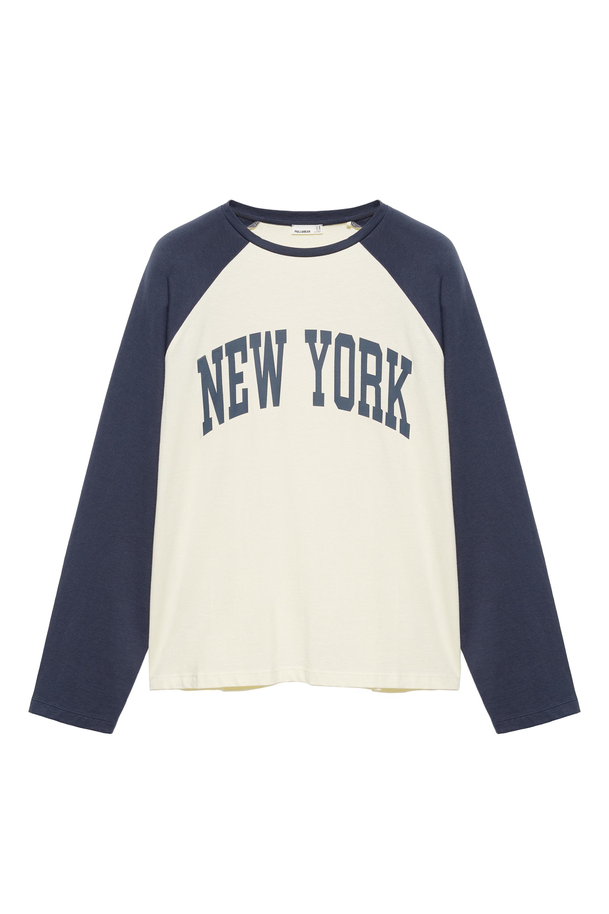 Pull&Bear New York reglan kollu tişört görsel 2