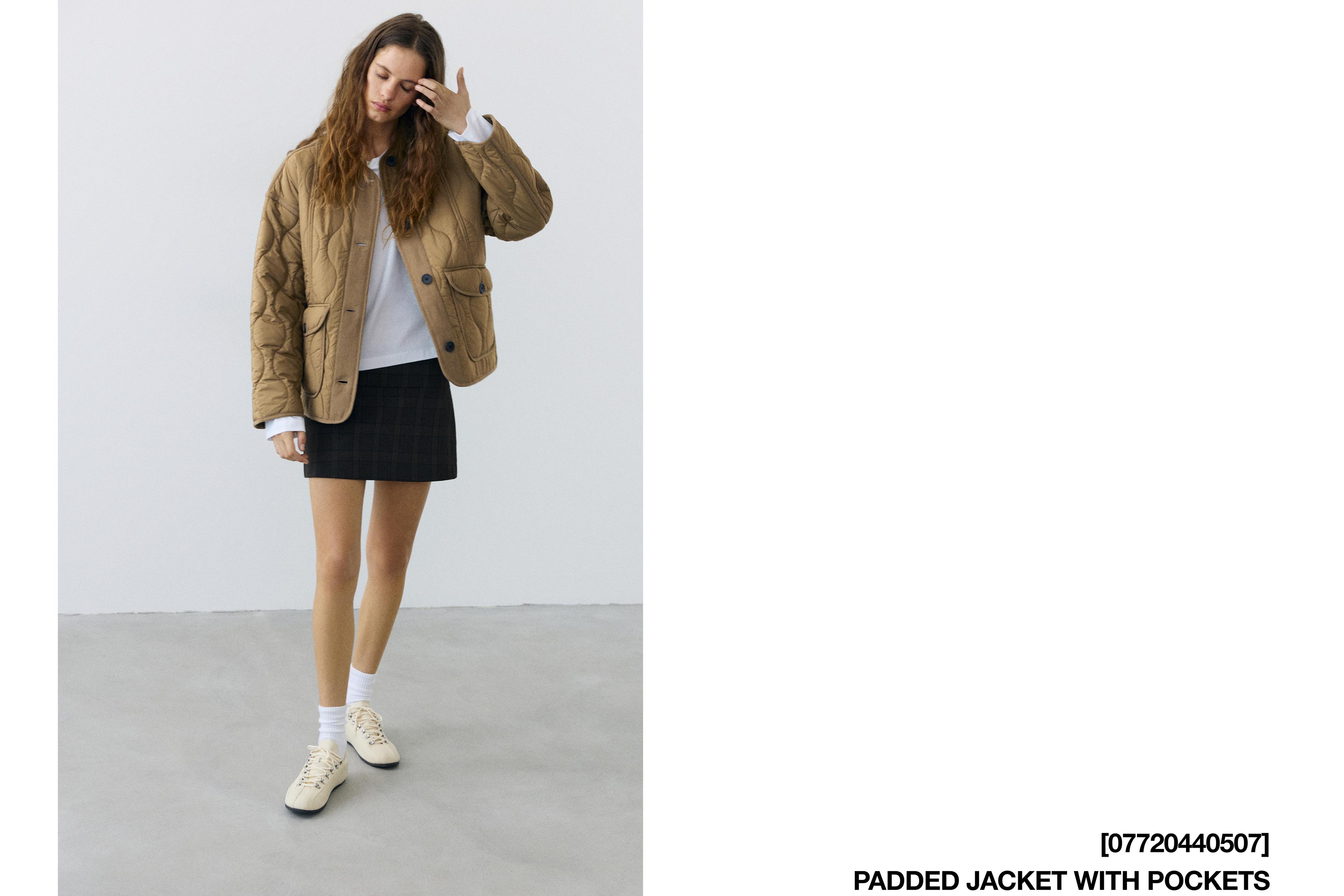 Puffer jacket with pockets — Dark khaki