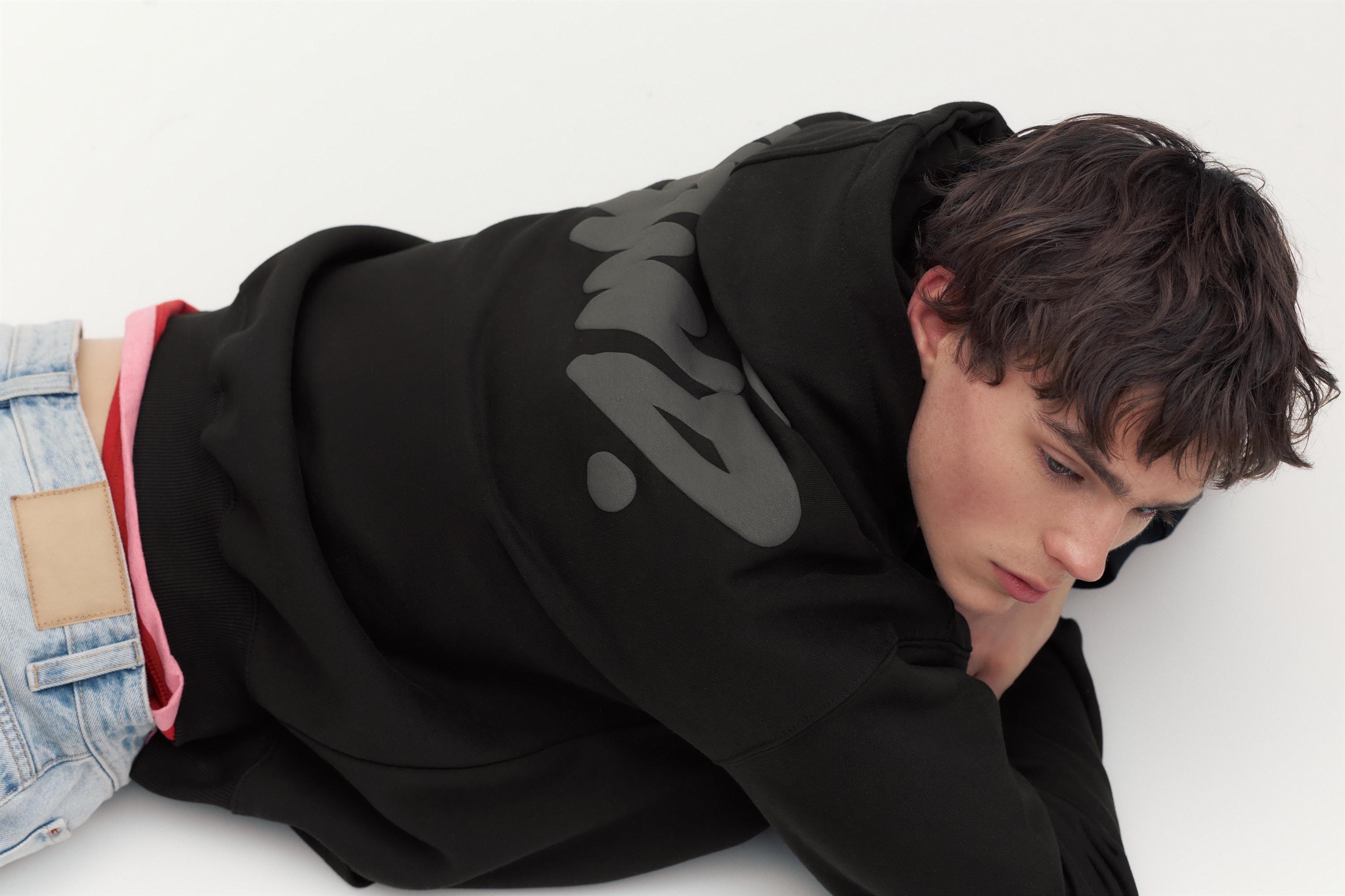STWD logo boxy hoodie — Black