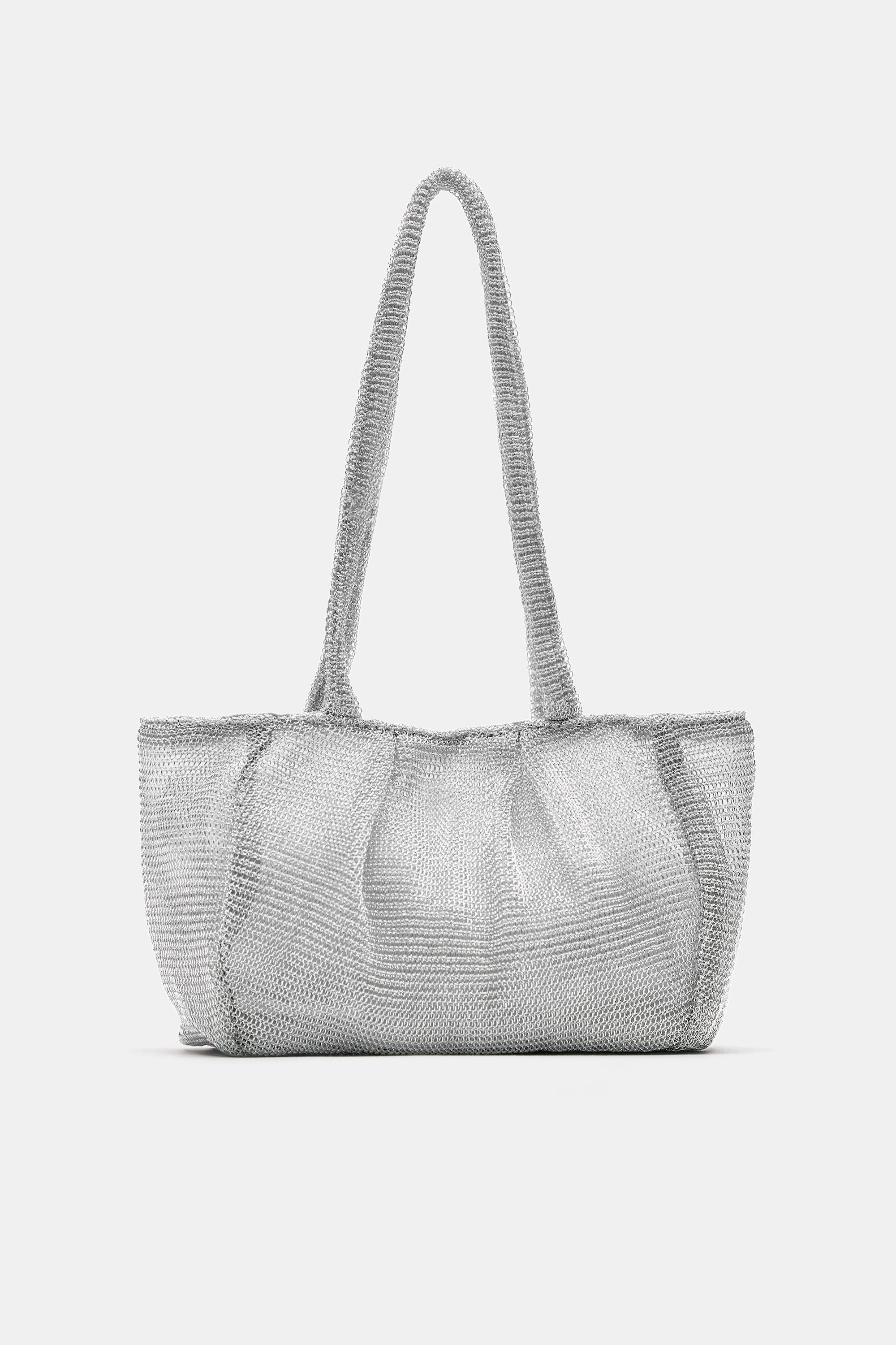Metallic mesh shoulder bag — Silver