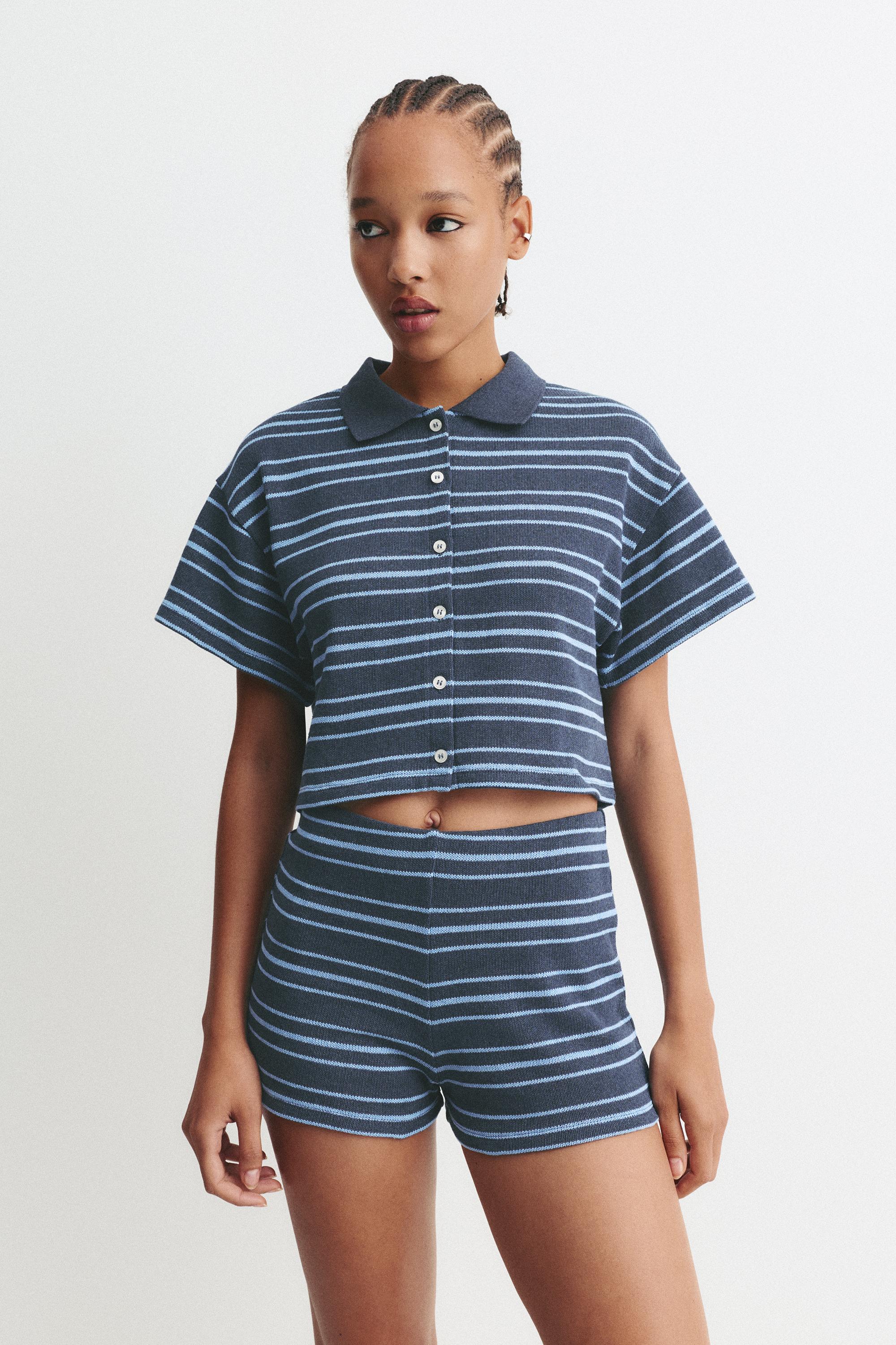 Strick-Short Mit Streifen