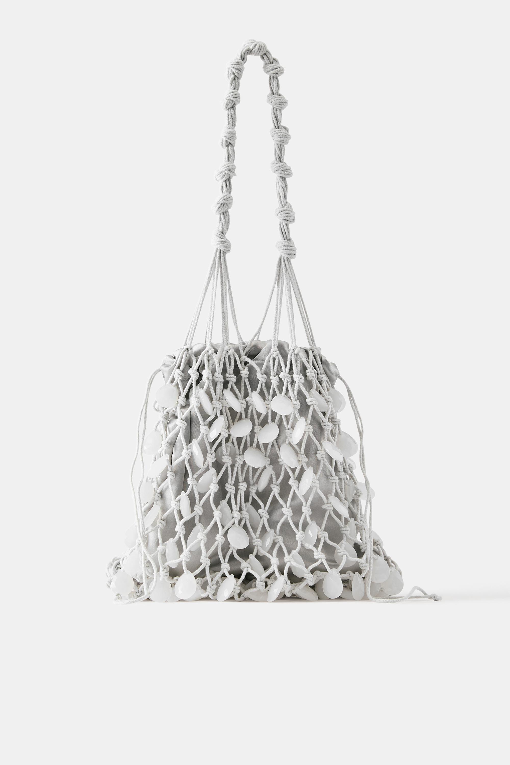 Beaded shoulder bag — Grey