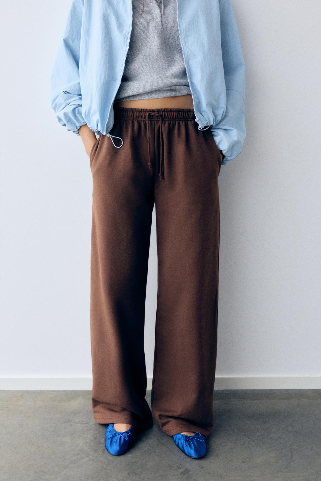 Wide-leg jogger trousers — Brown