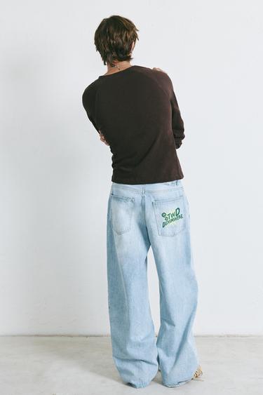 Barrel jeans with embroidered detail — Pale indigo 2