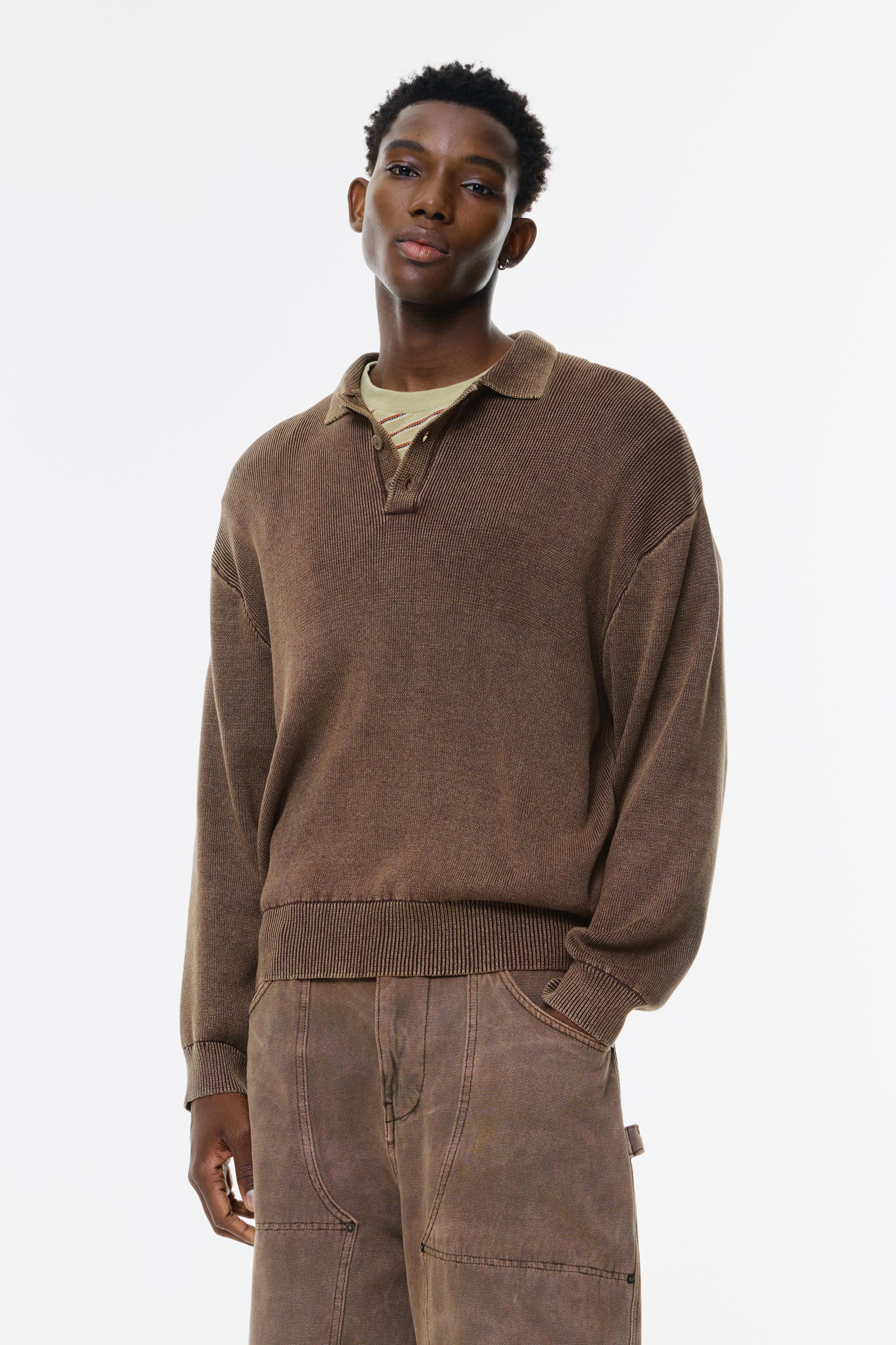 Polo Aus Säuregewaschenem Strick