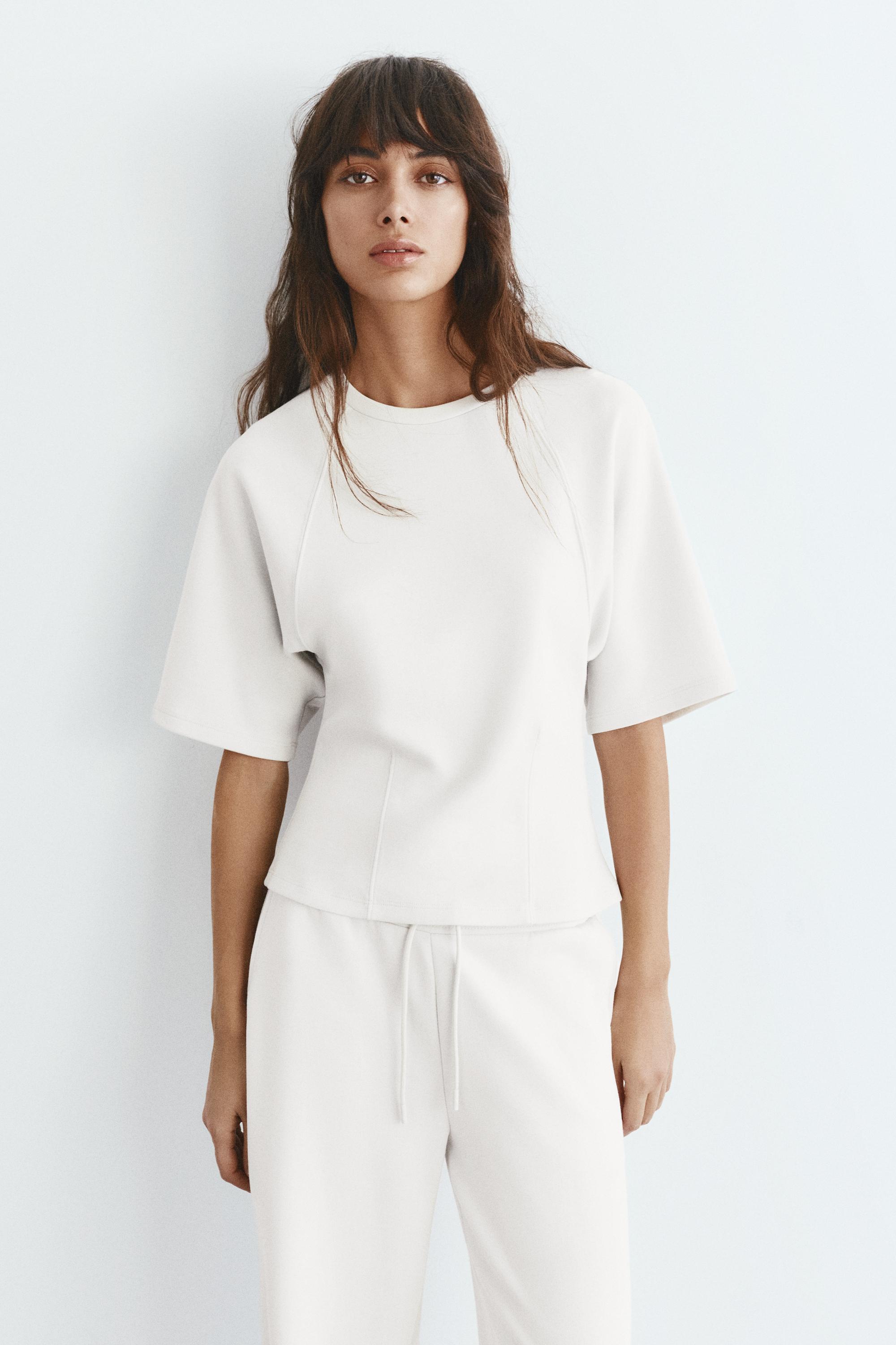 Soft touch short sleeve sweatshirt — Ecru