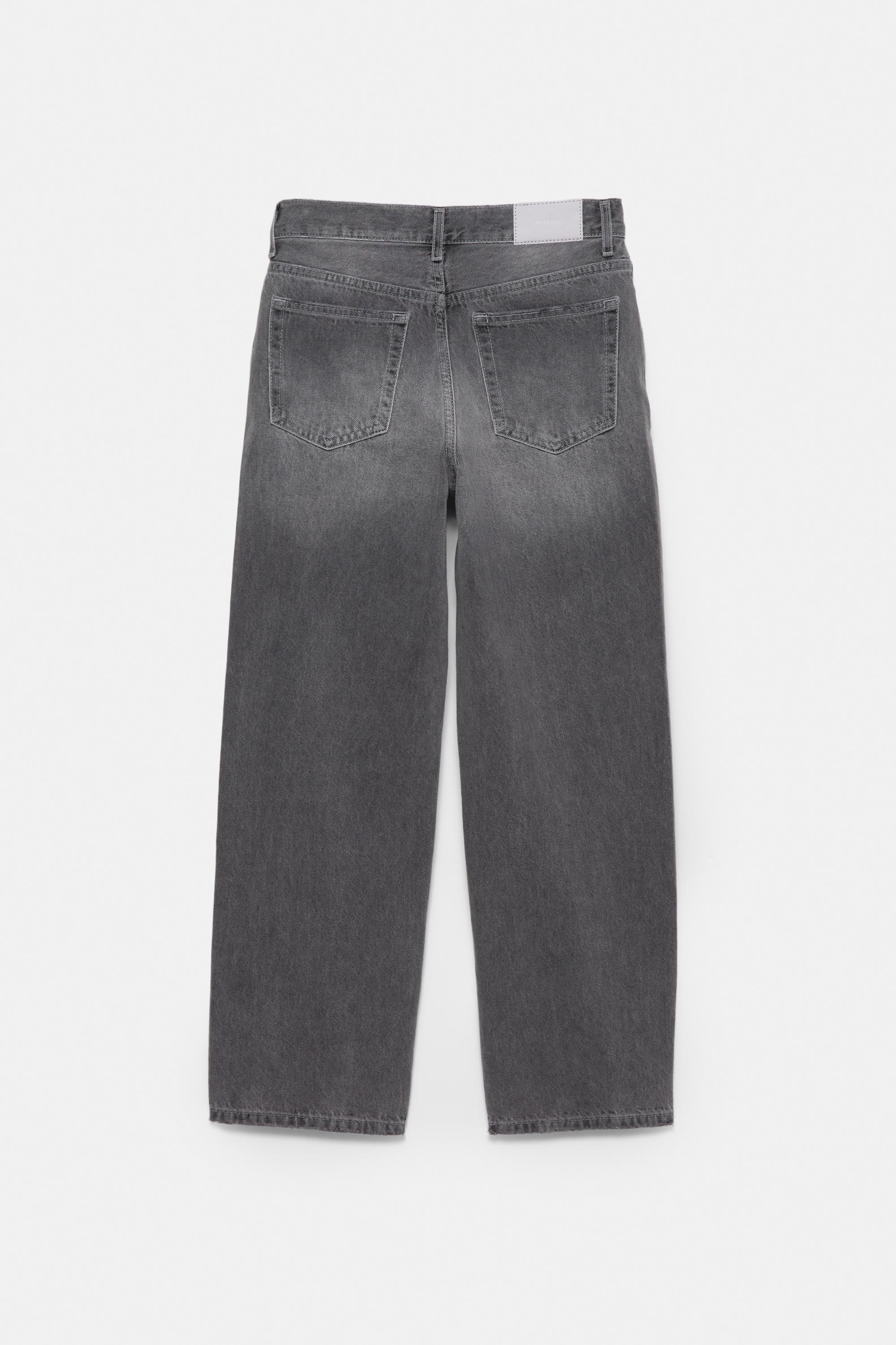 Straight-leg jeans with crossover waistband — Grey
