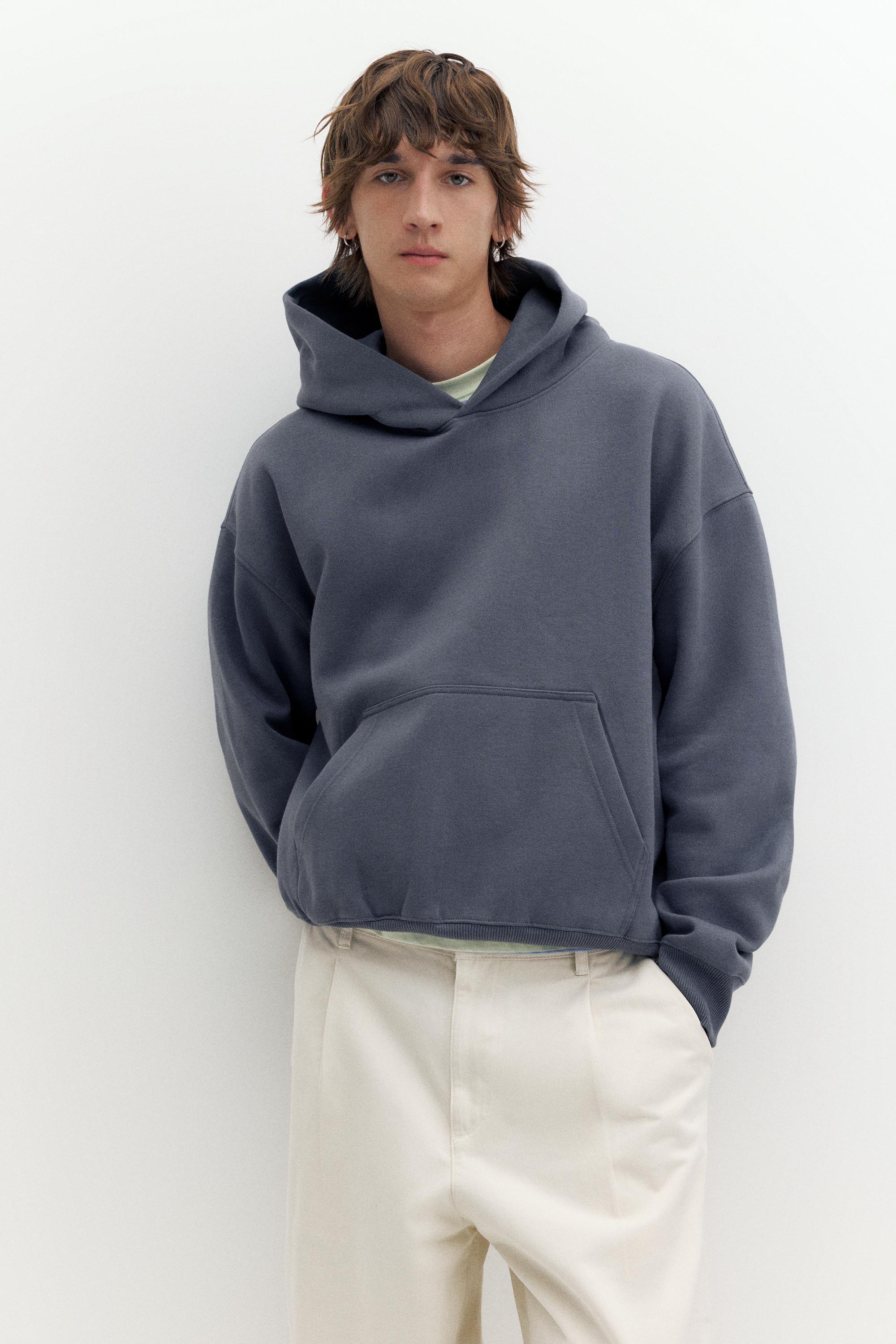 STWD boxy-fit logo hoodie — Grey blue