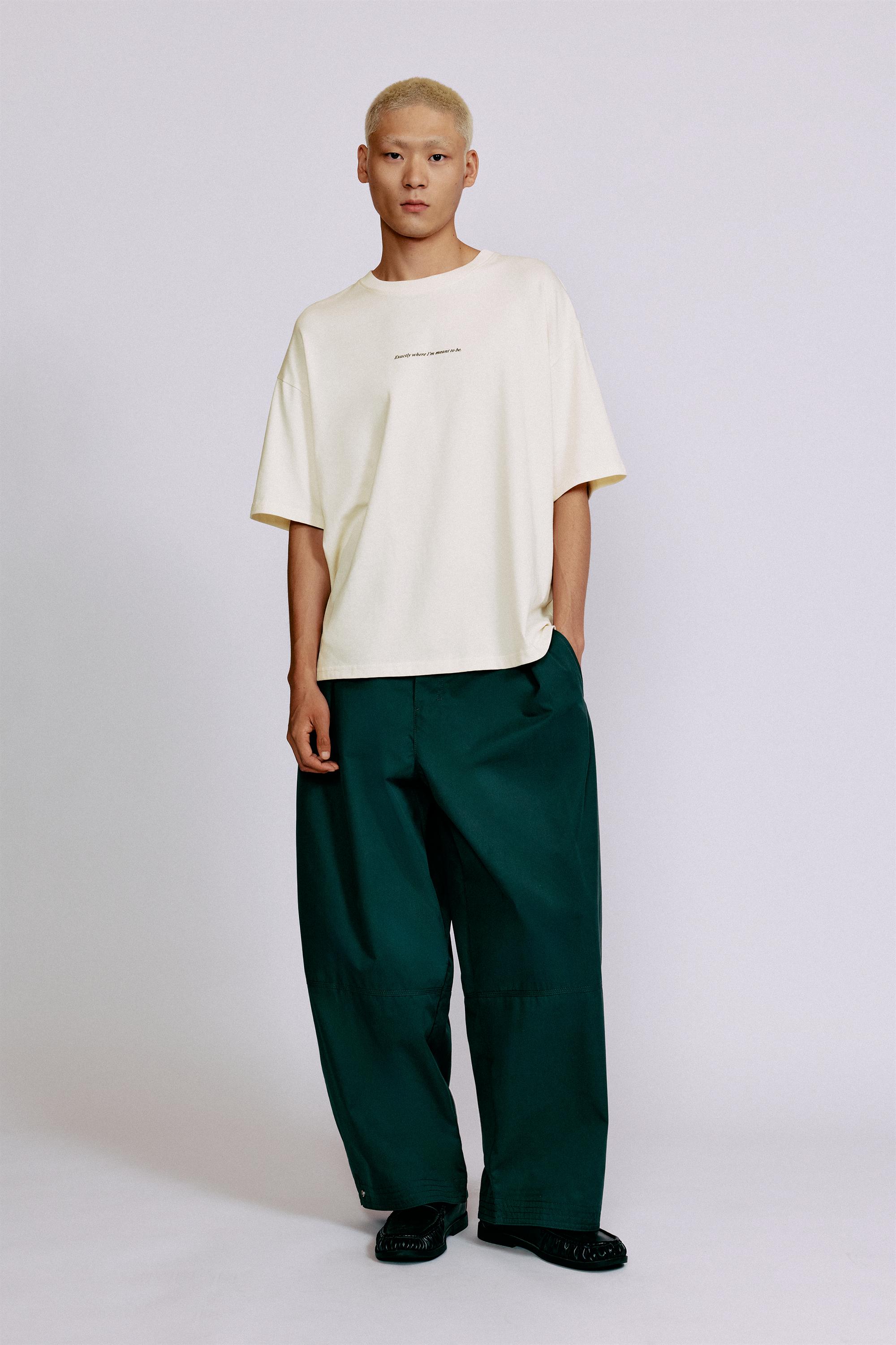 Relaxed fit slogan T-shirt — Sand