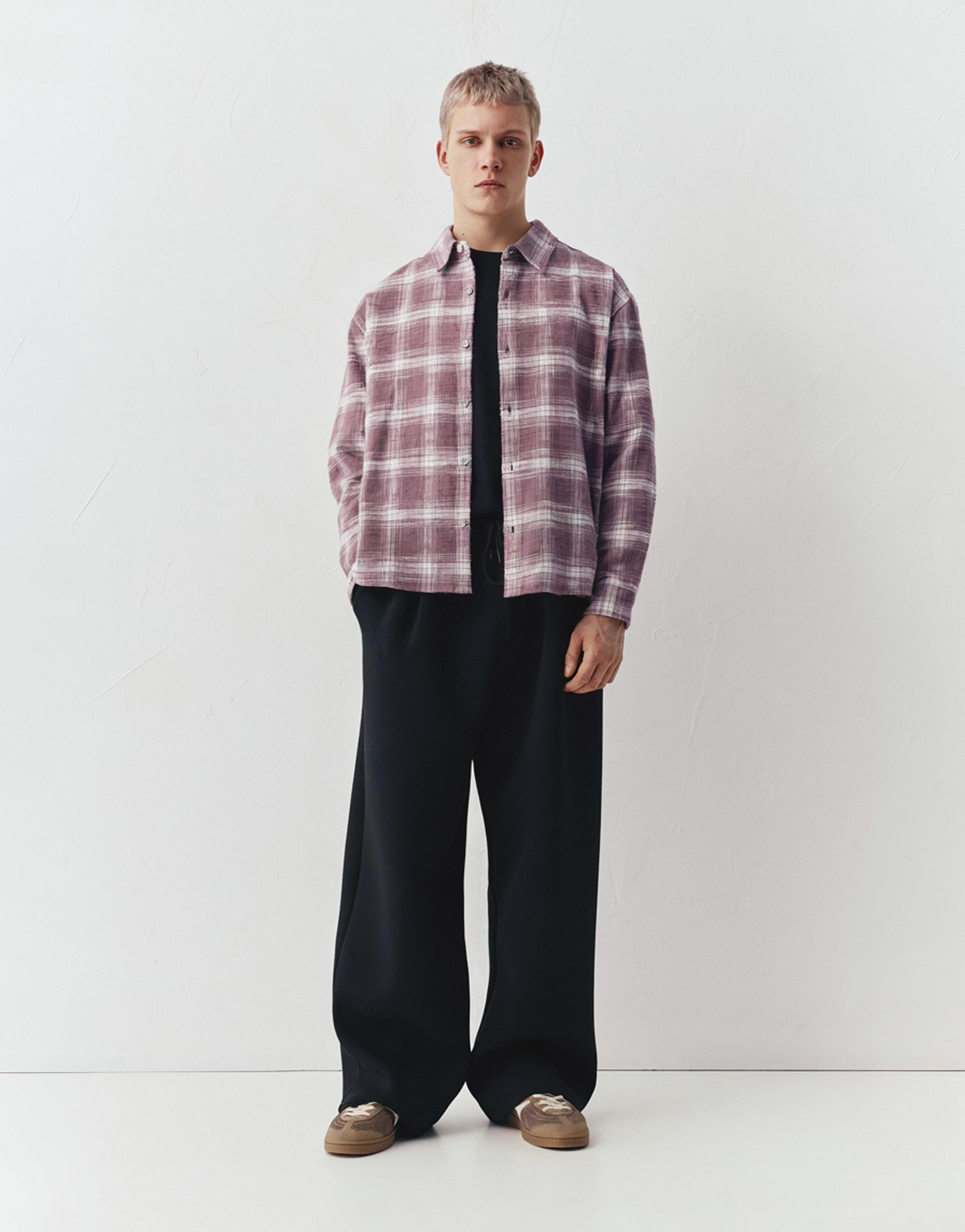 Kareli uzun kollu gömlek - Görsel 22