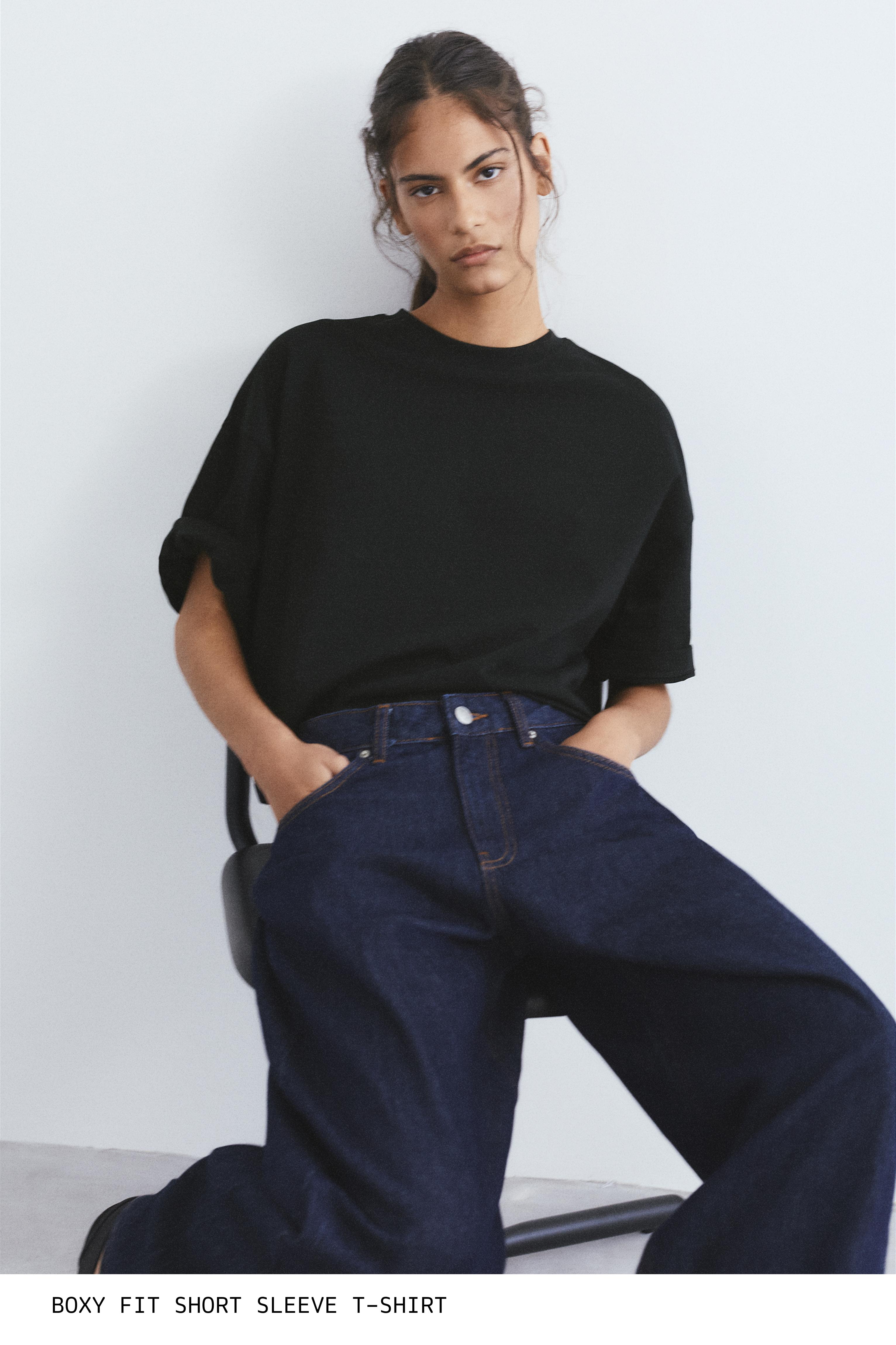 Kısa kollu kutu kesim t-shirt - Görsel 101