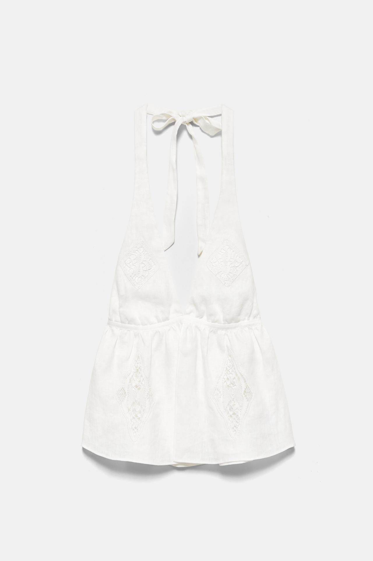 Encaixe de Camariñas x Pull&Bear 100% linen halter top — Off white