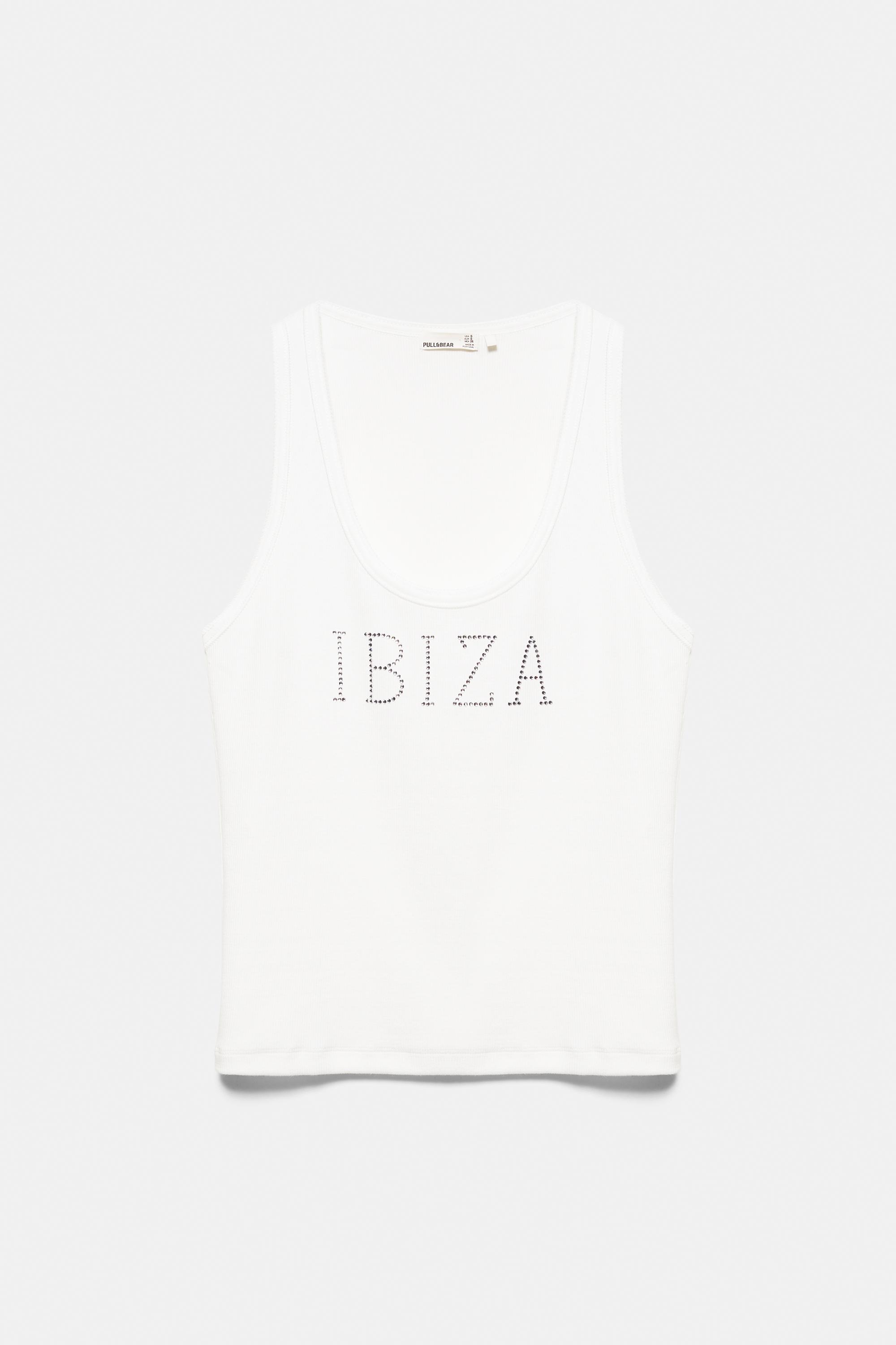 Ibiza rhinestone tank top — Ice