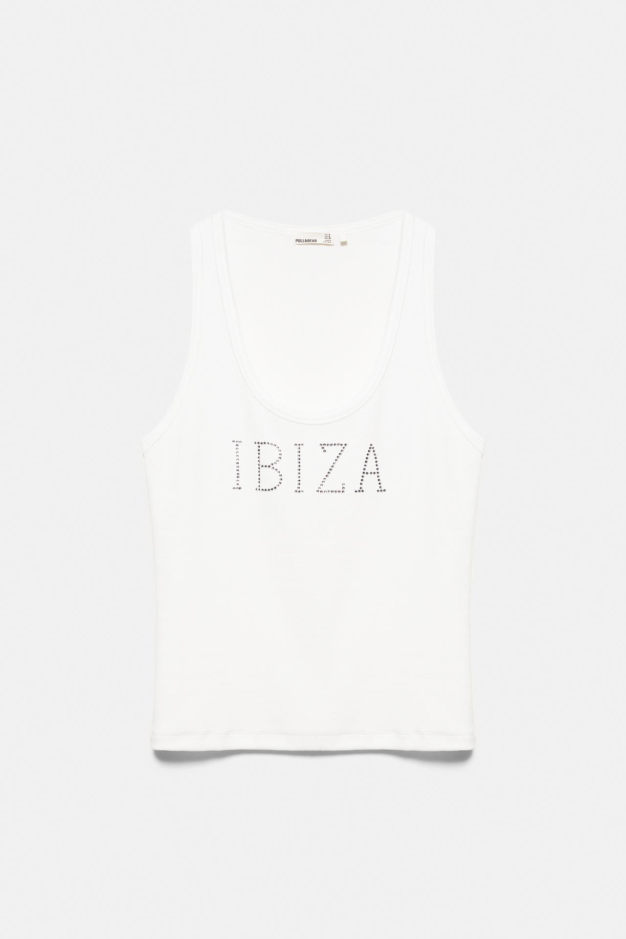 Ibiza rhinestone tank top — Ice
