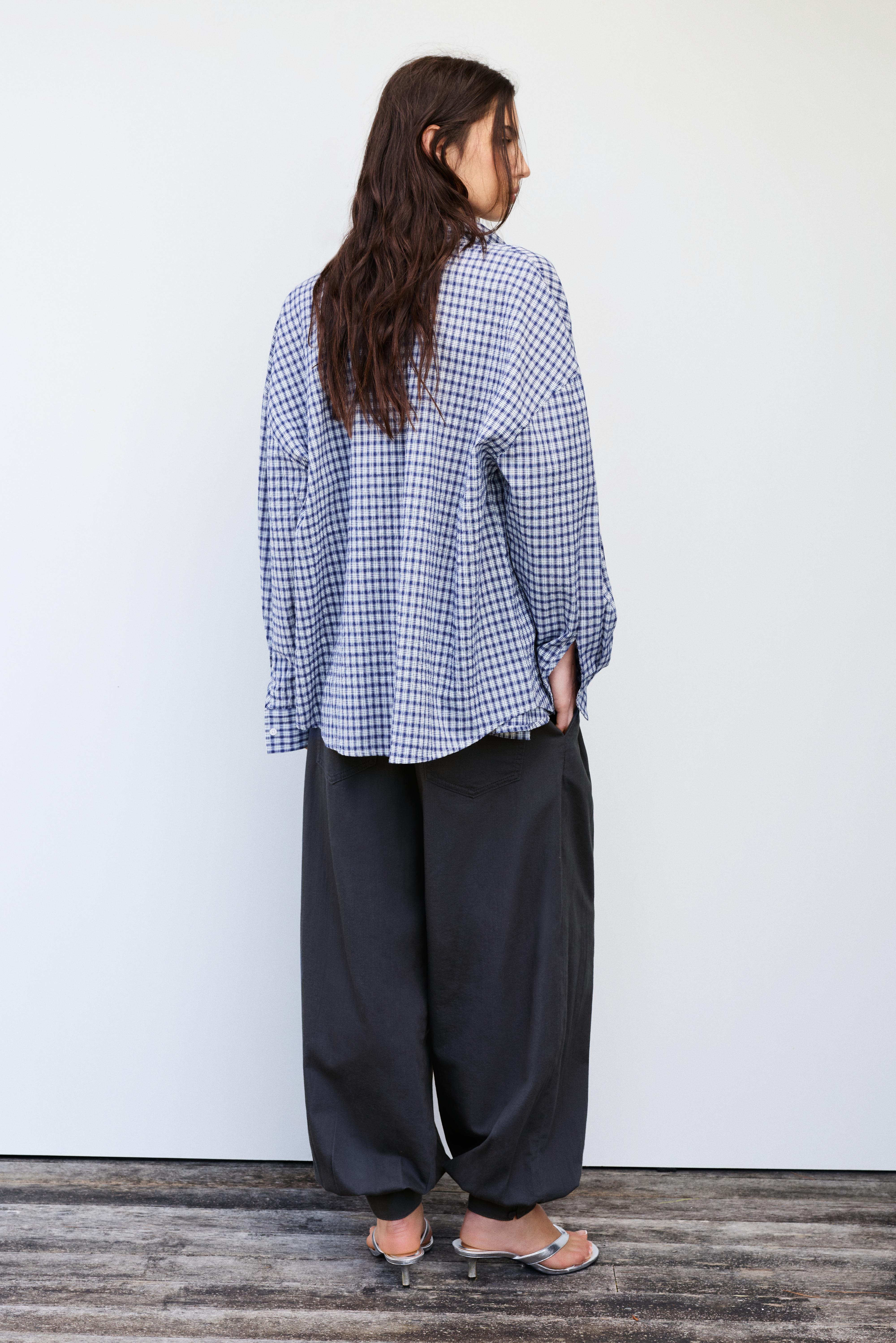 Rustic sarouel trousers — Grey blue