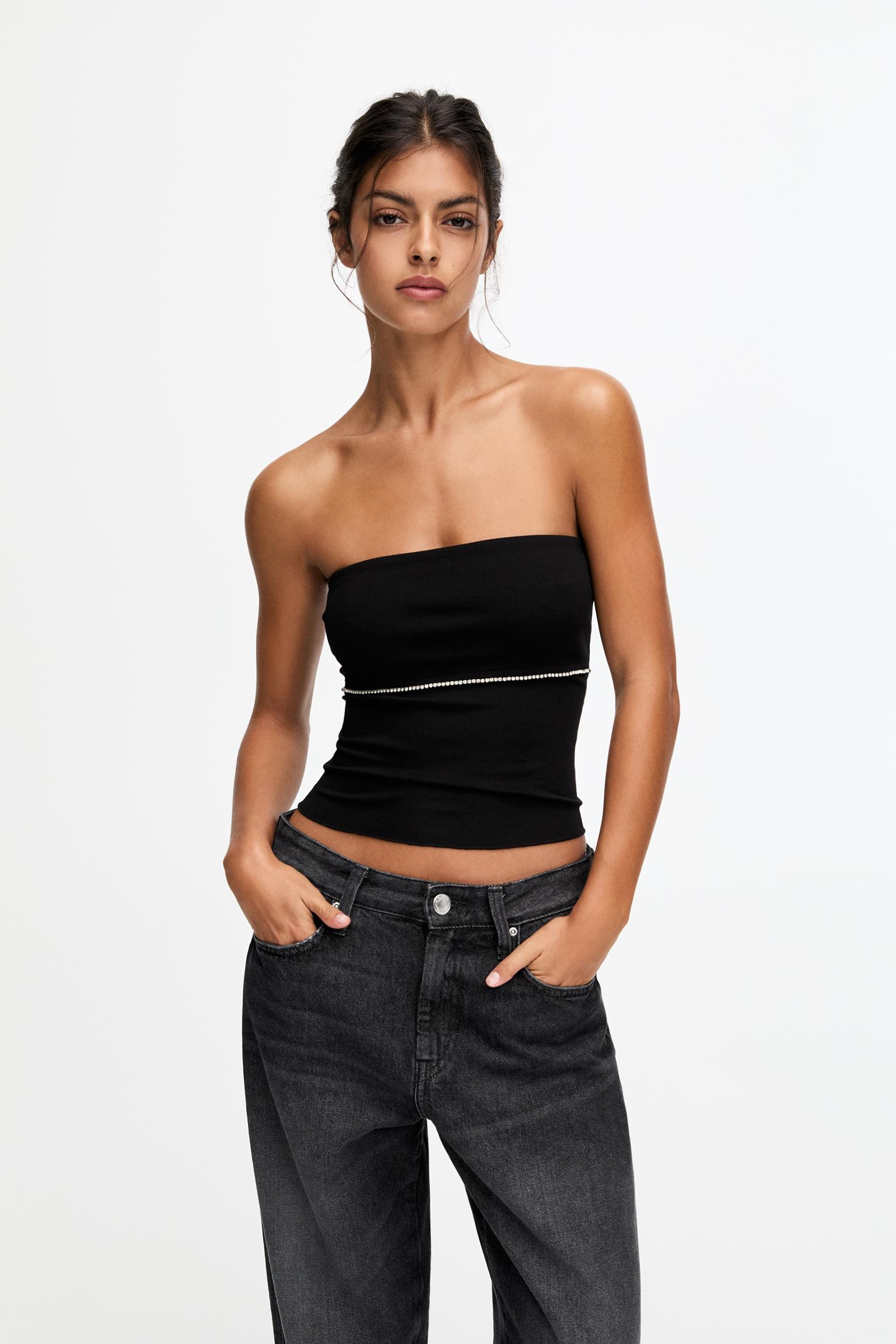 Parlak taşlı bandeau top_8