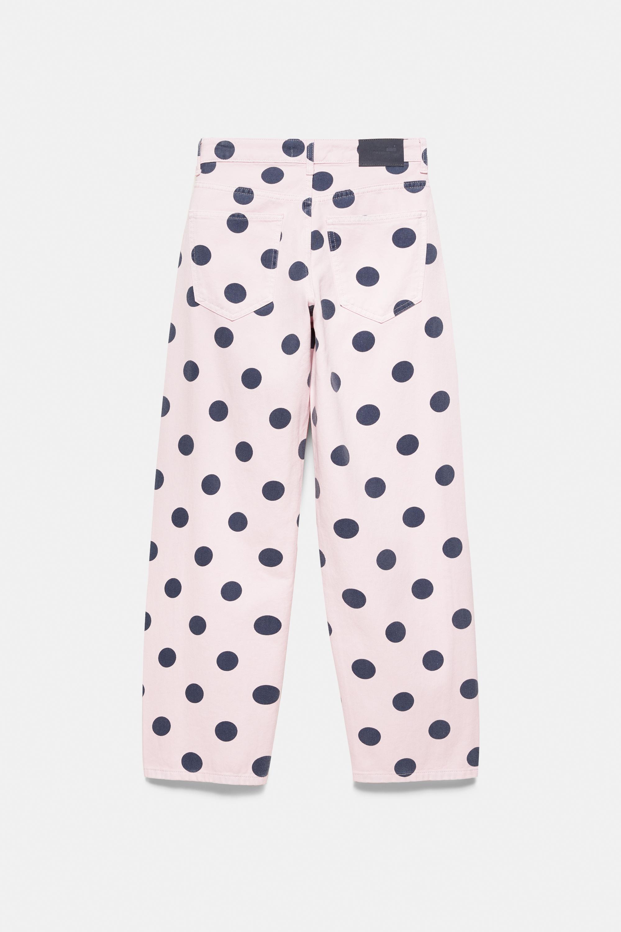 Polka dot barrel jeans — Pink