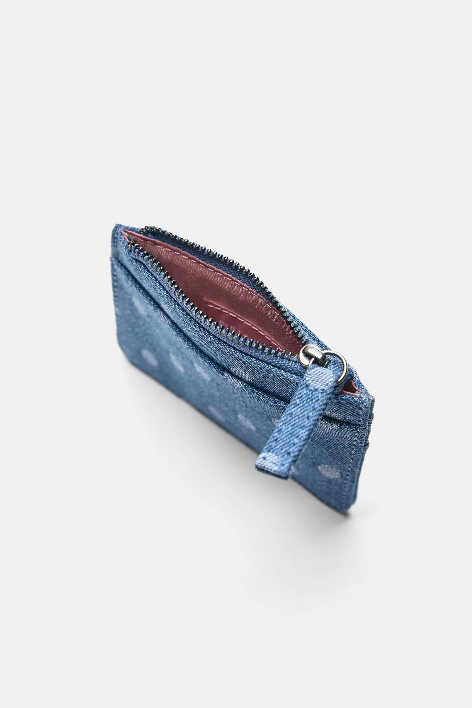 Denim polka dot card holder — Sand