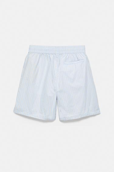 Striped pyjama-style Bermuda shorts — Sky blue 5