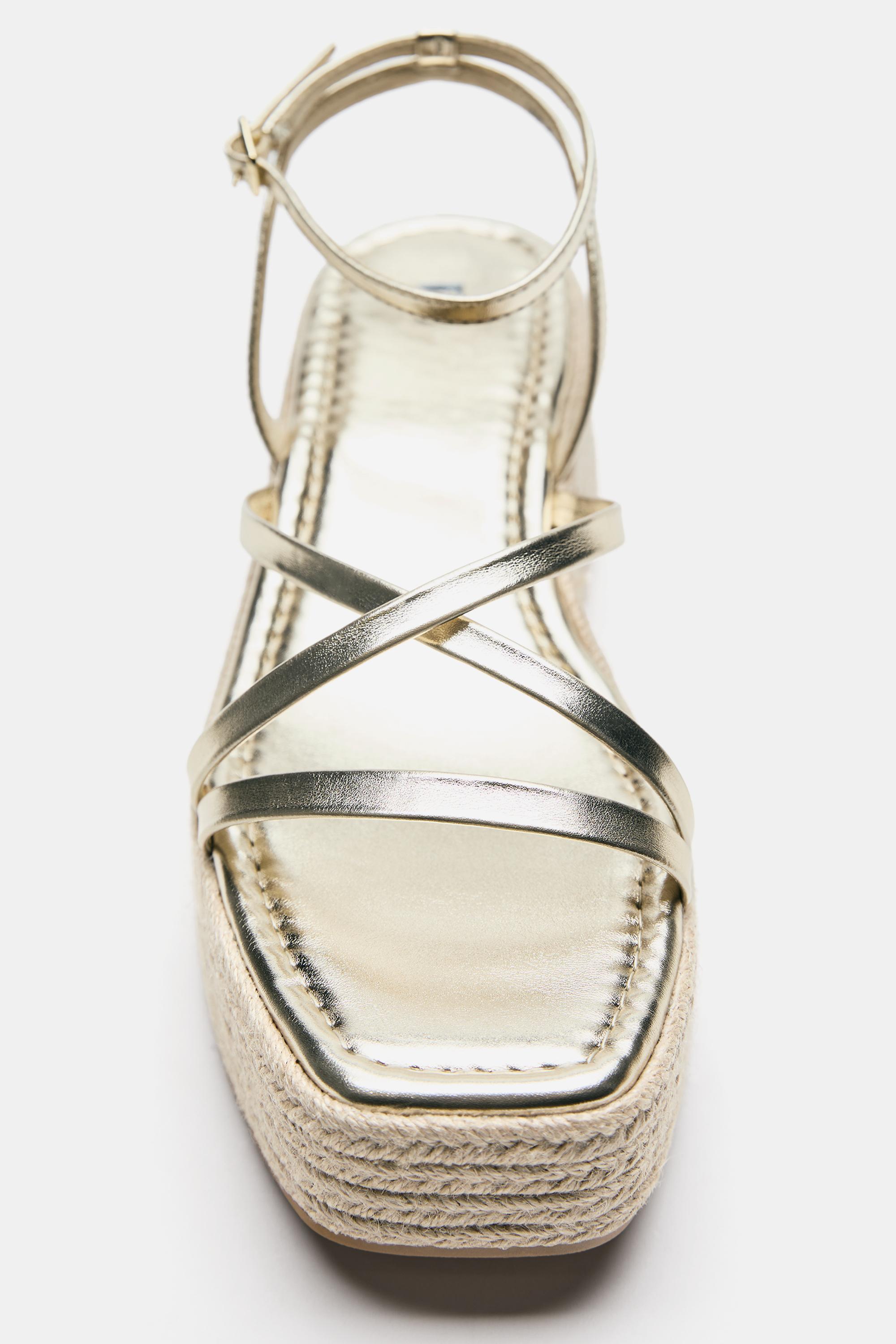 Gold strappy wedge sandals — Gold