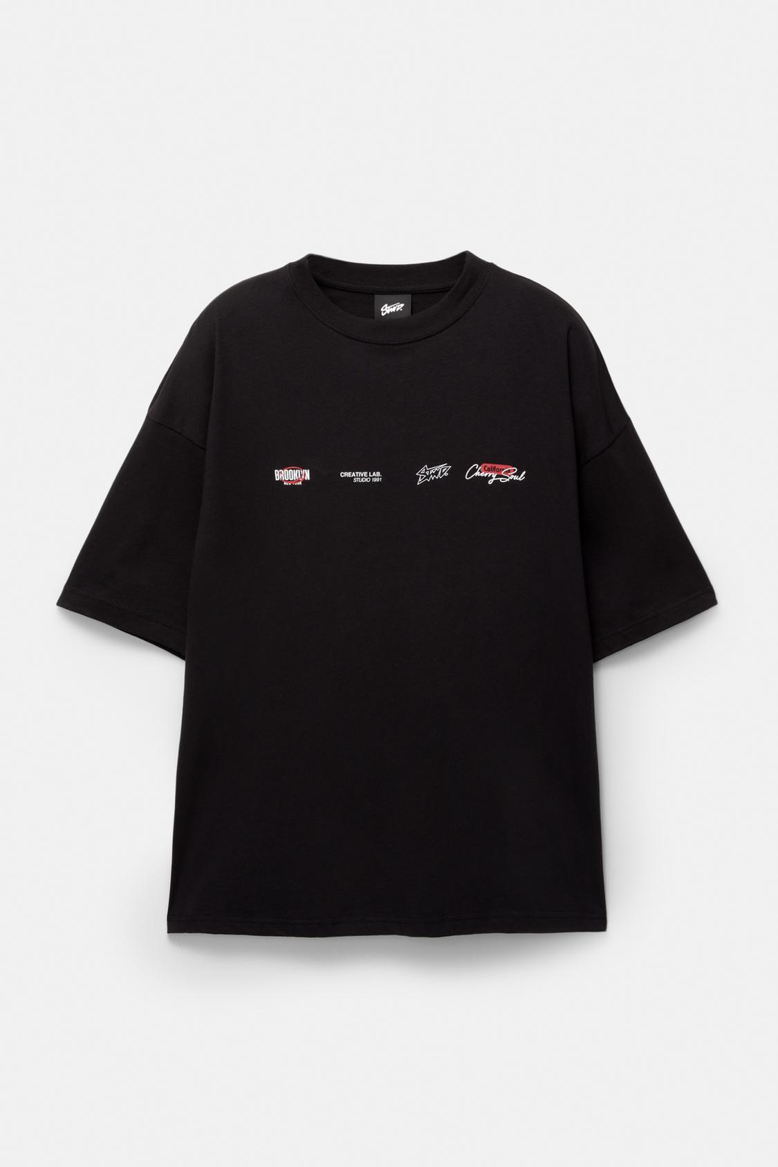 Camisetas Hombre Camiseta Rosa Pull And Bear Camiseta STWD Gráfico