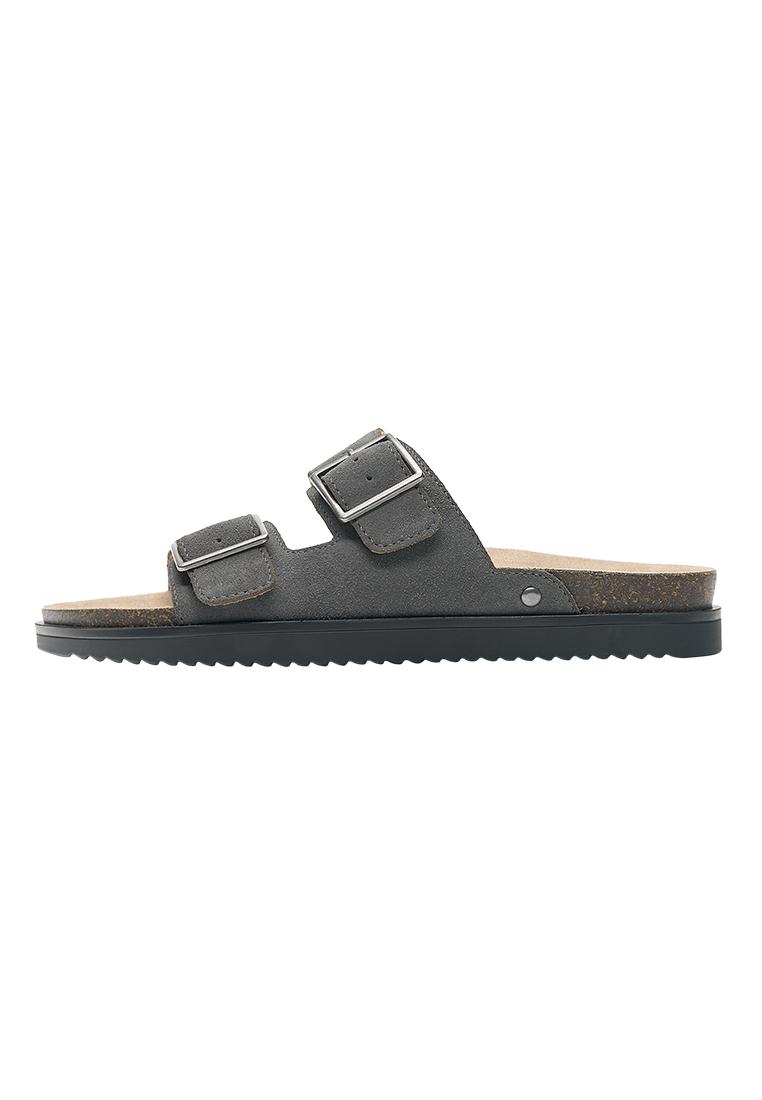 Leather buckle sandals — Grey