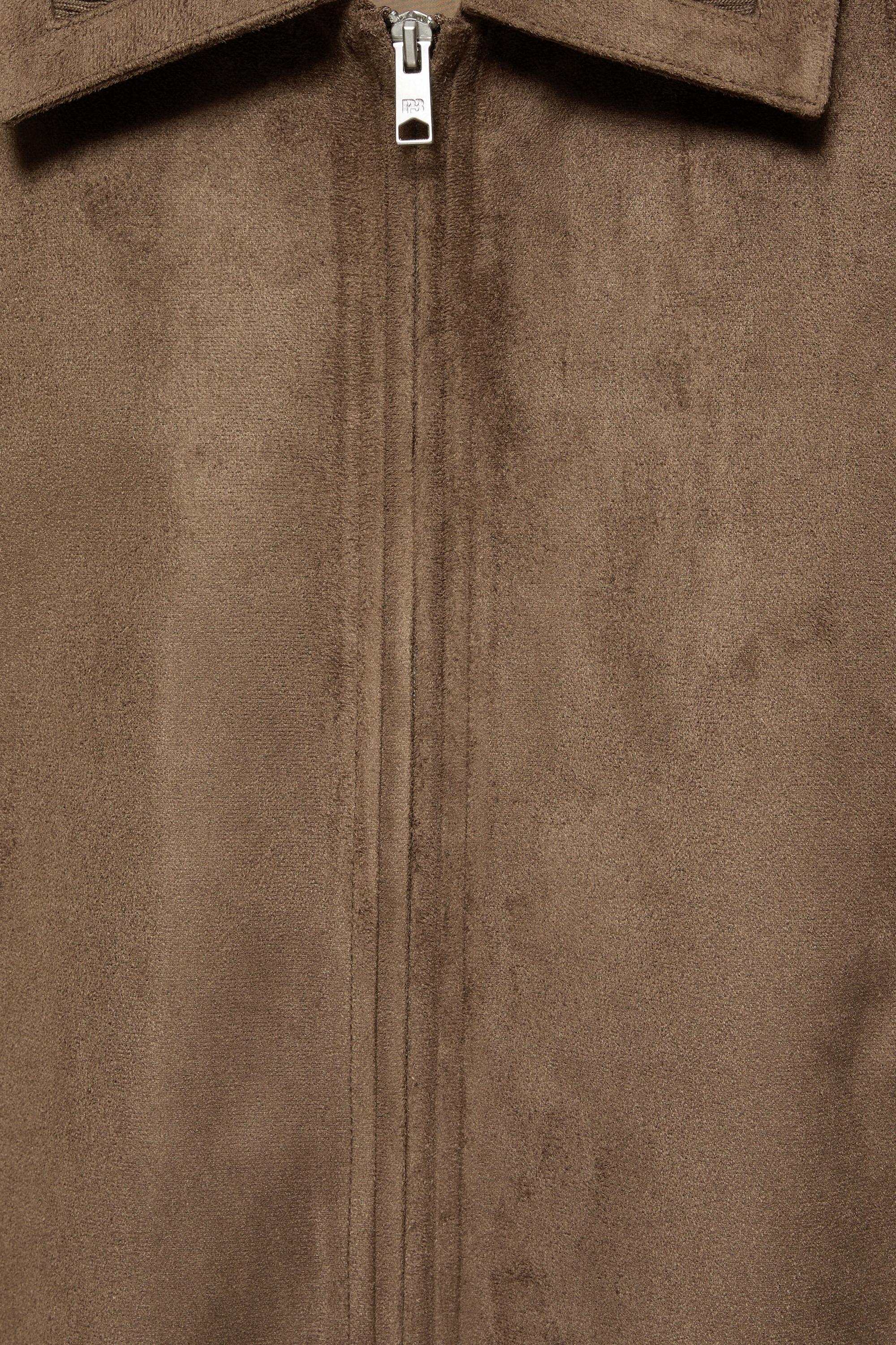 Faux suede jacket — Dark brown
