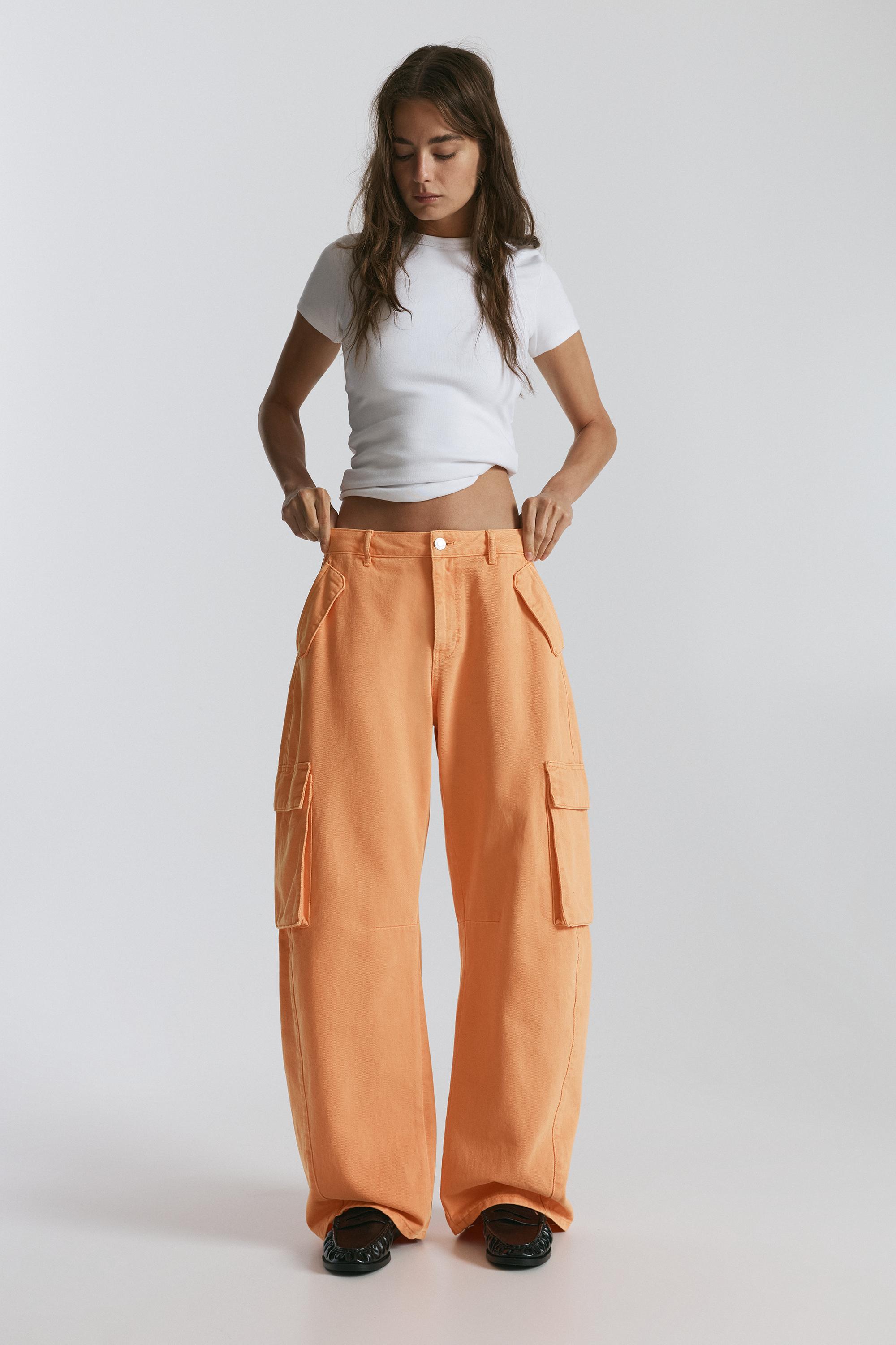 Balloon fit cargo trousers — Orange