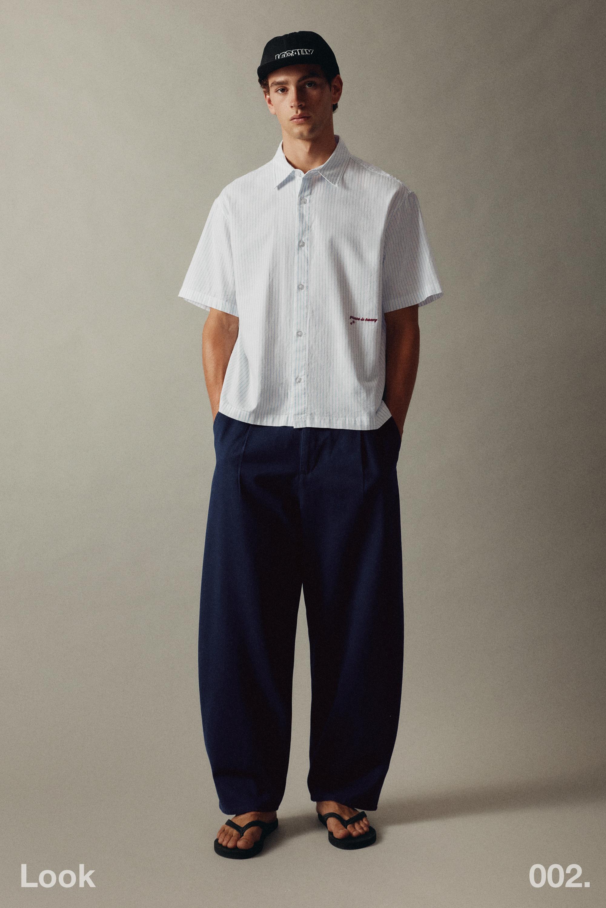 Striped short sleeve shirt — Pale ecru