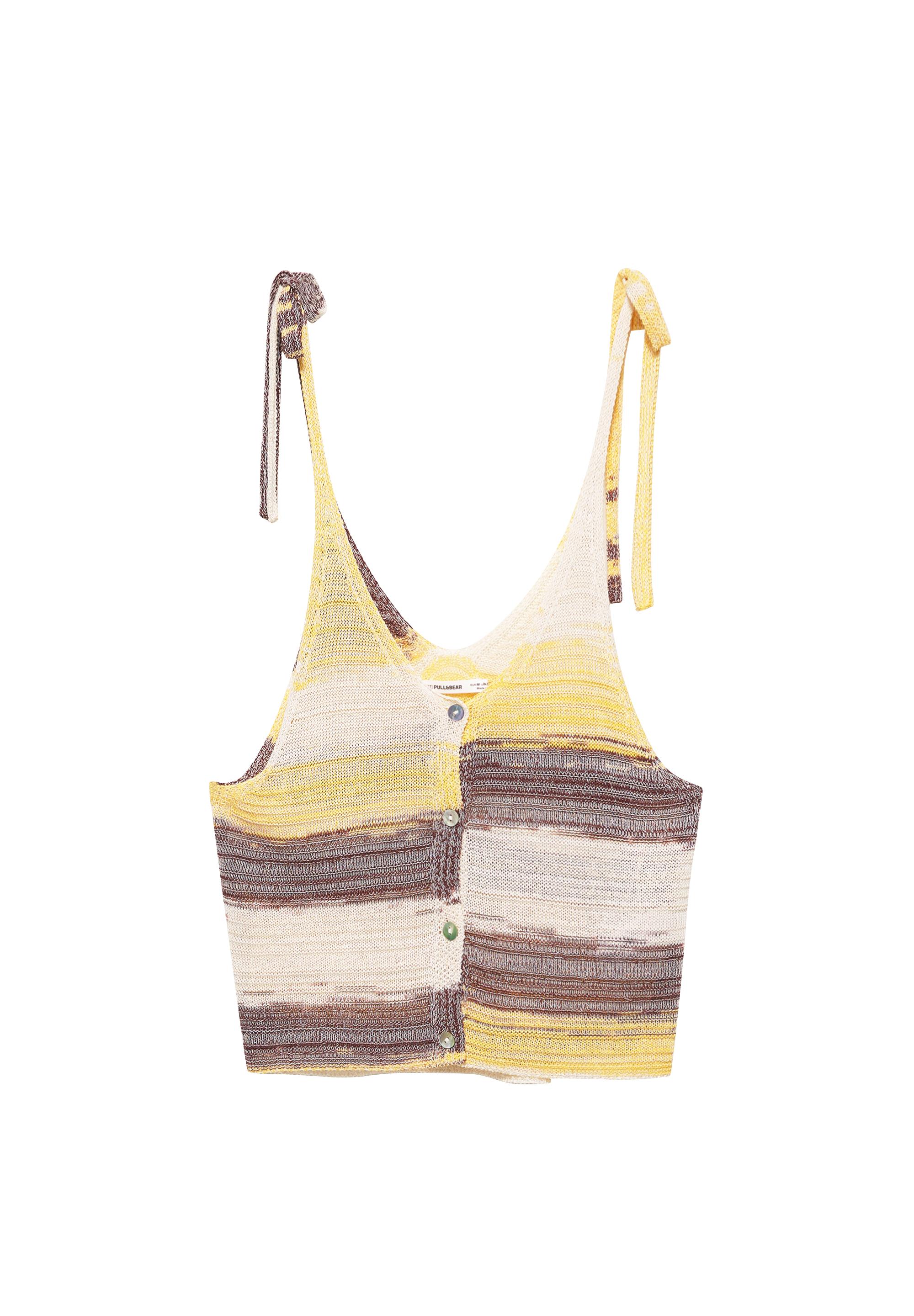 Cutwork space dye top — Yellow