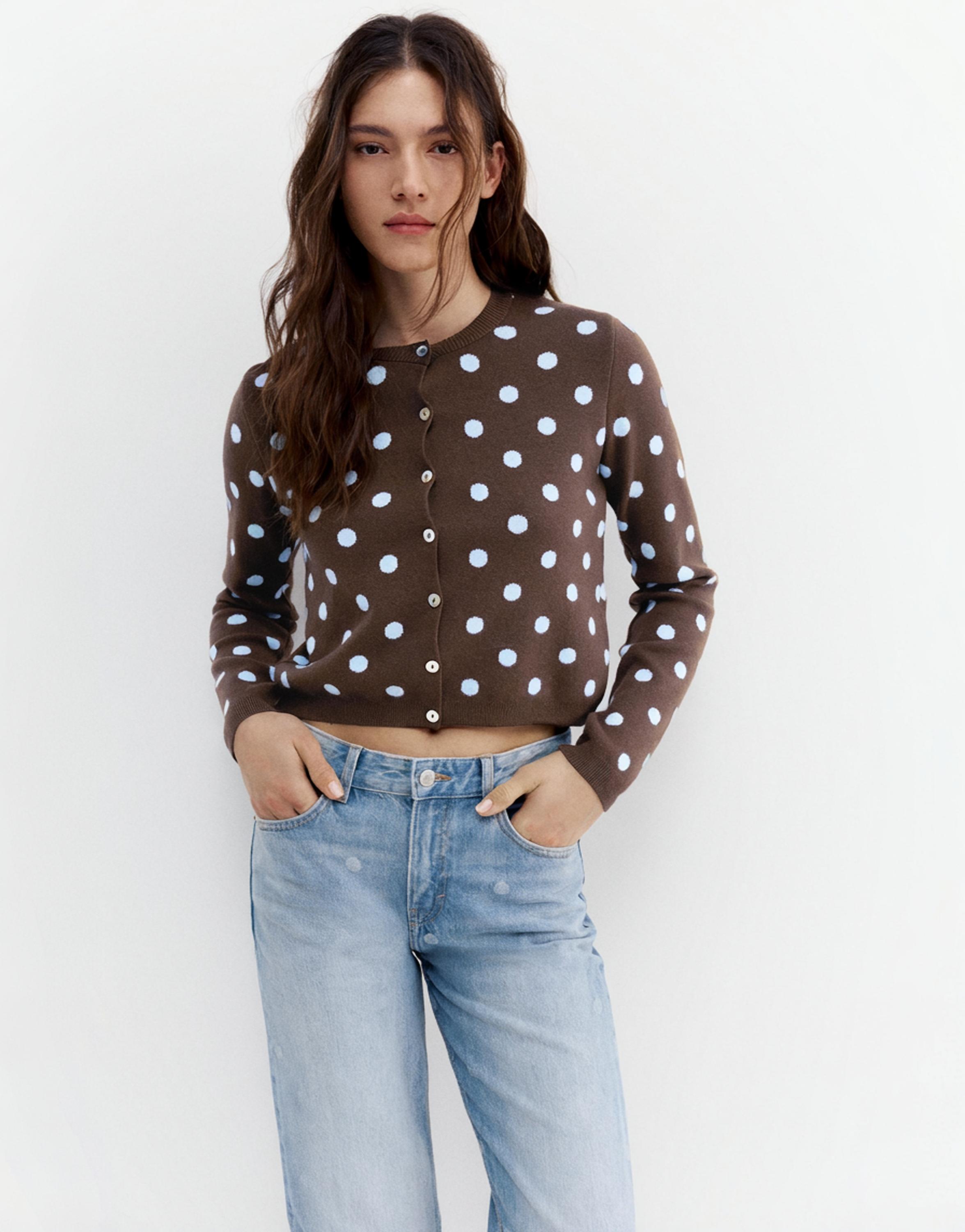 Puantiye desenli hırka - Görsel 21