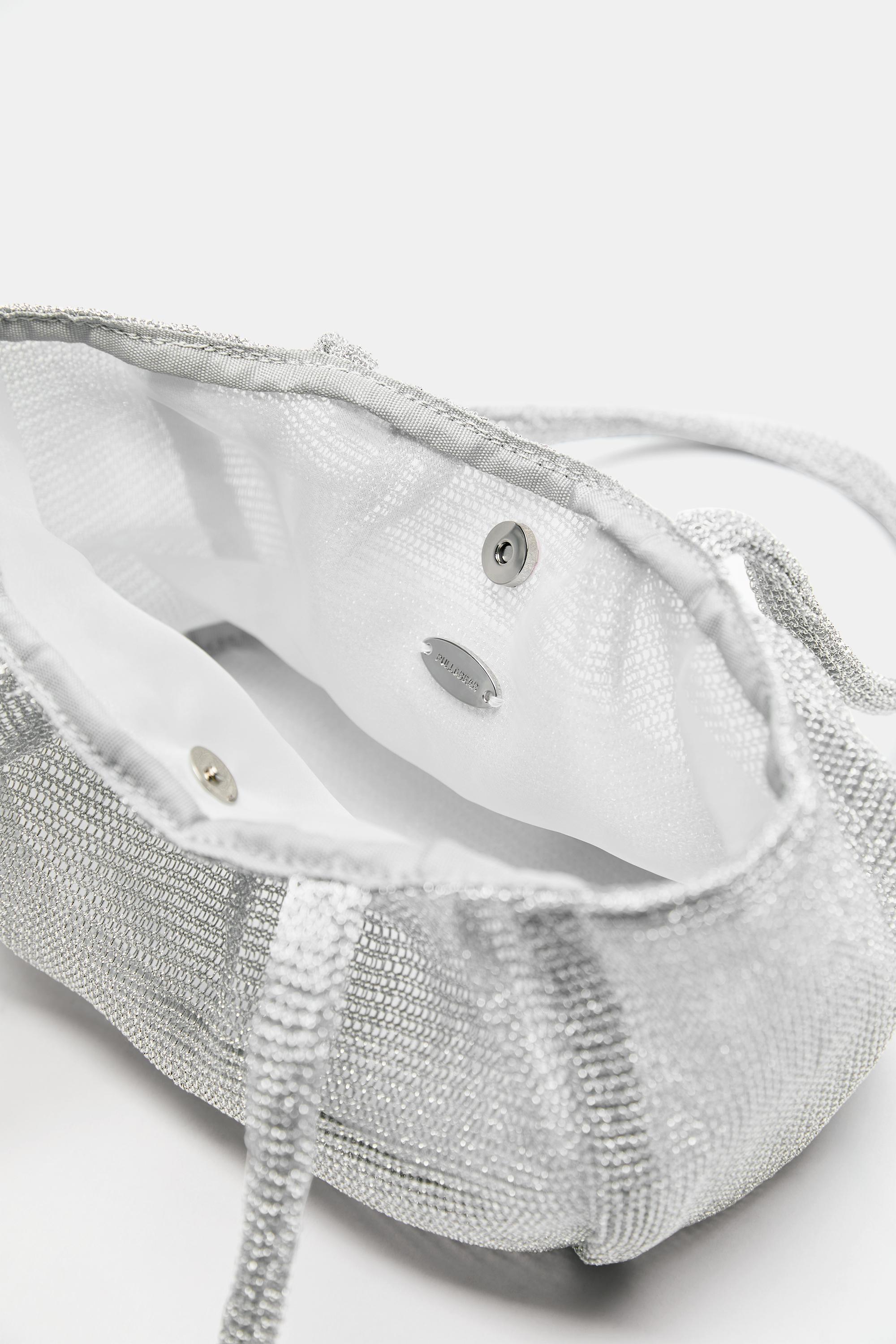 Metallic mesh shoulder bag — Silver