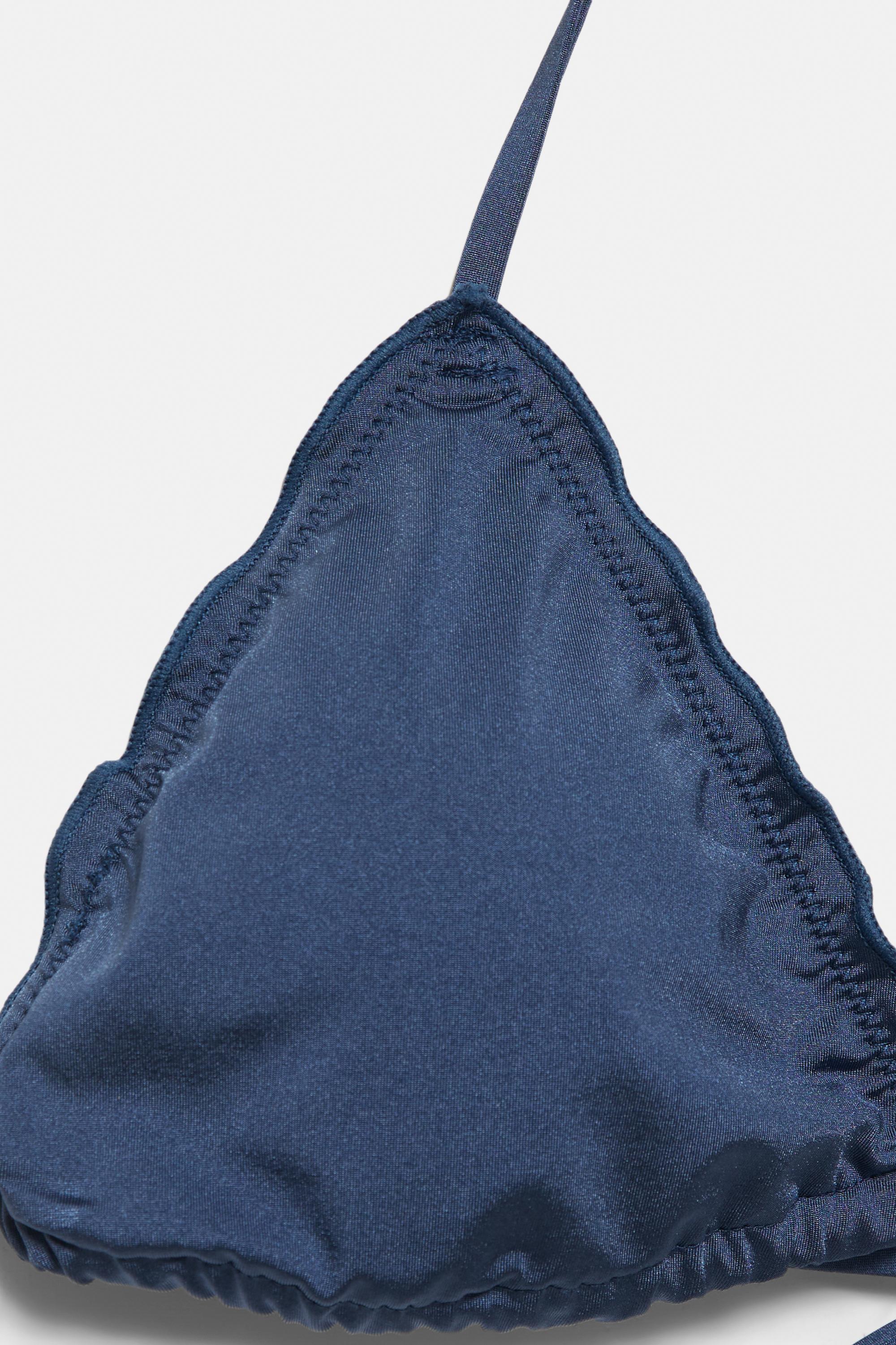 Ruffled triangle bikini top — Blue