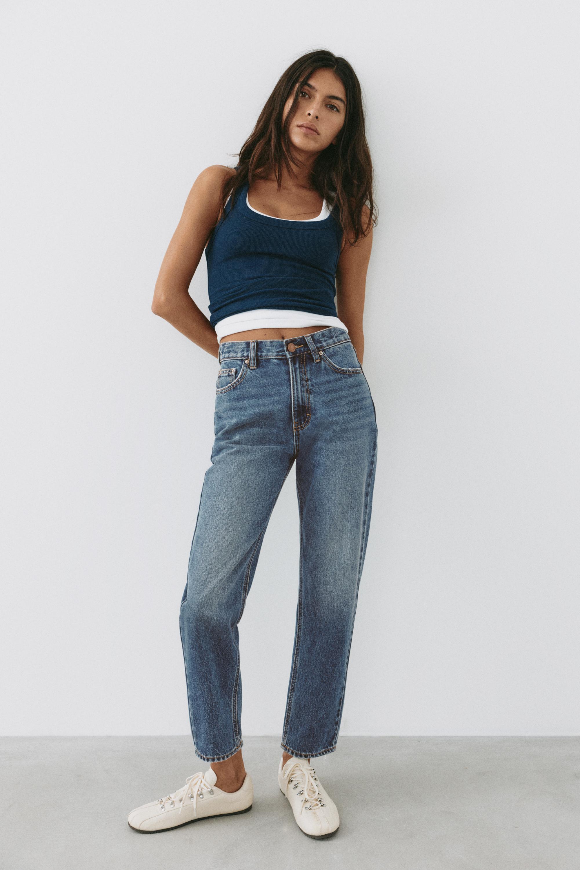 High-waist mom jeans — Dark blue