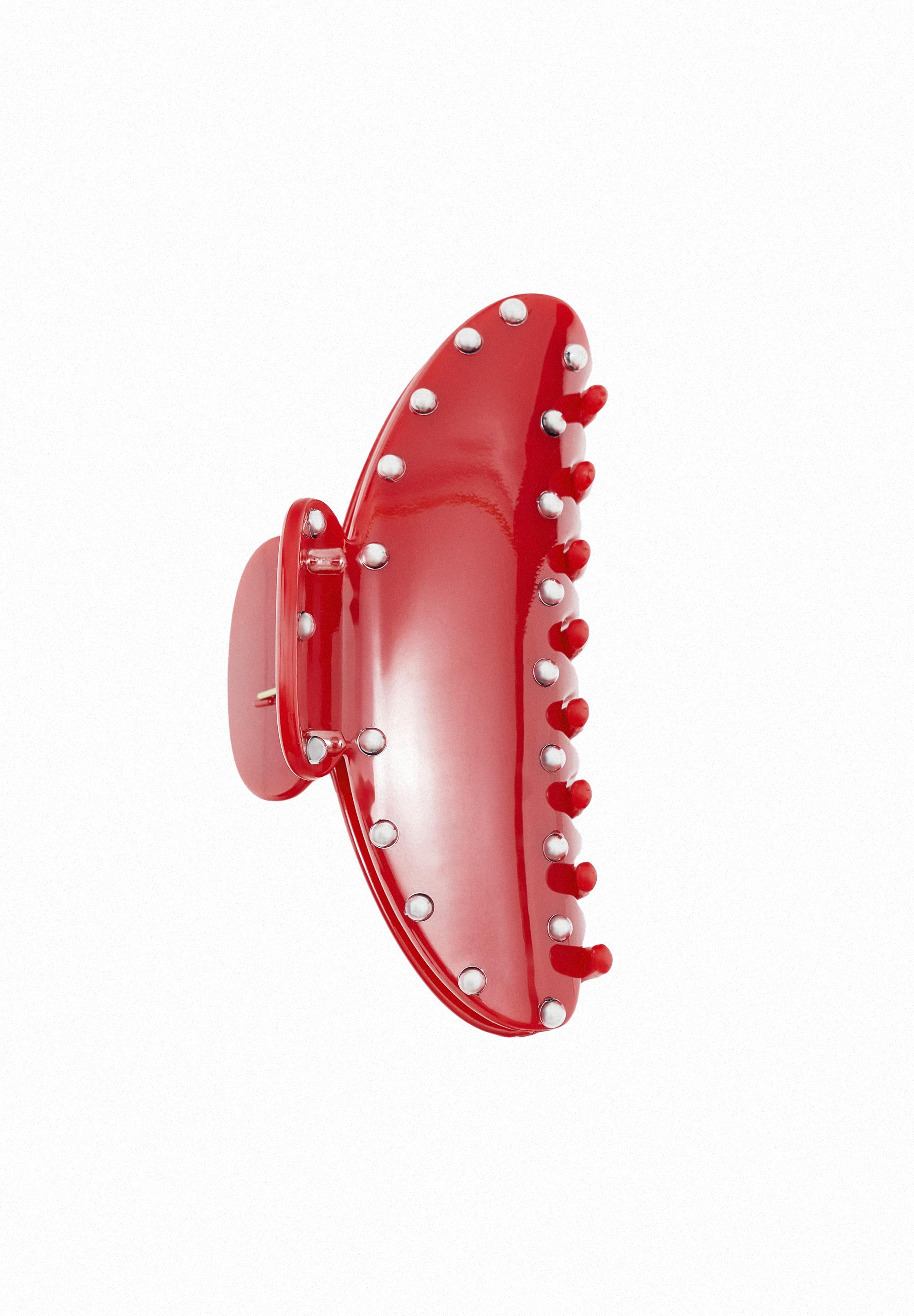 Studded hair clip — Red
