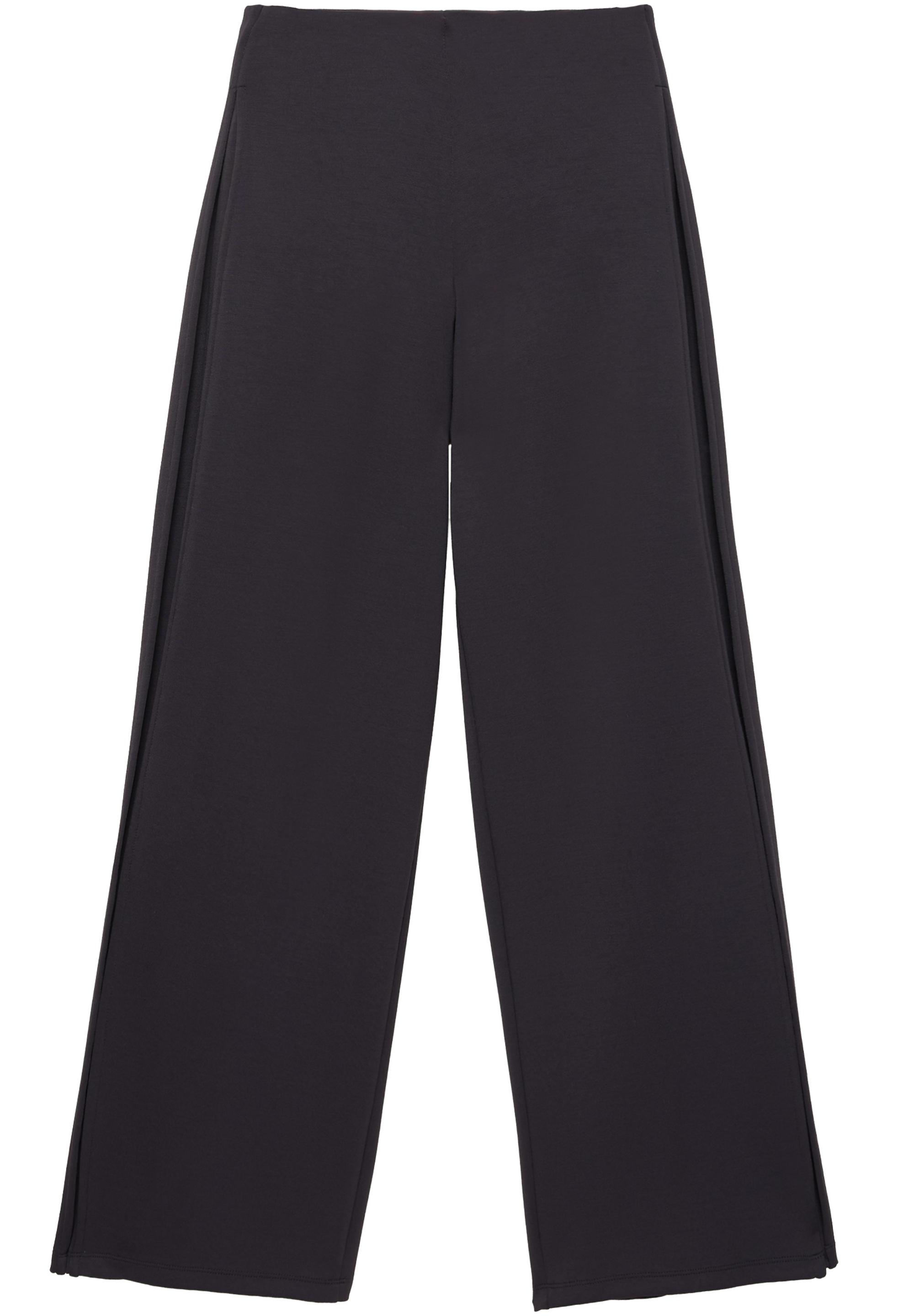 Straight-leg trousers with modal and pleat detail — Black