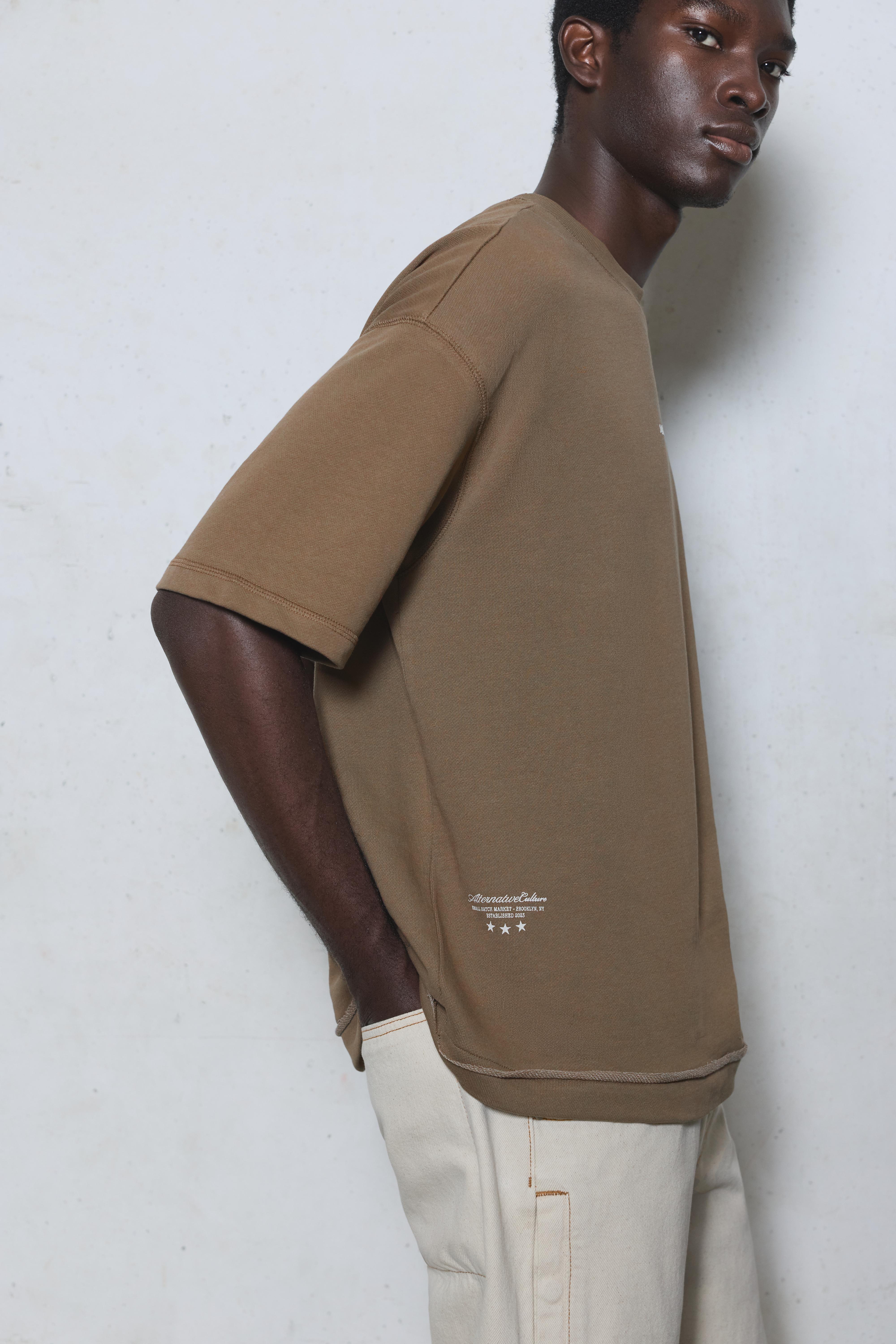 Short sleeve relaxed fit sweatshirt — Mole brown