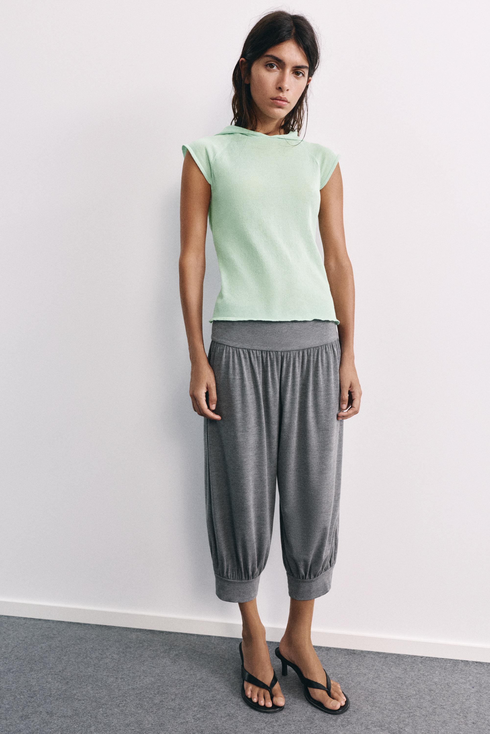 Fine knit hooded T-shirt — Mint