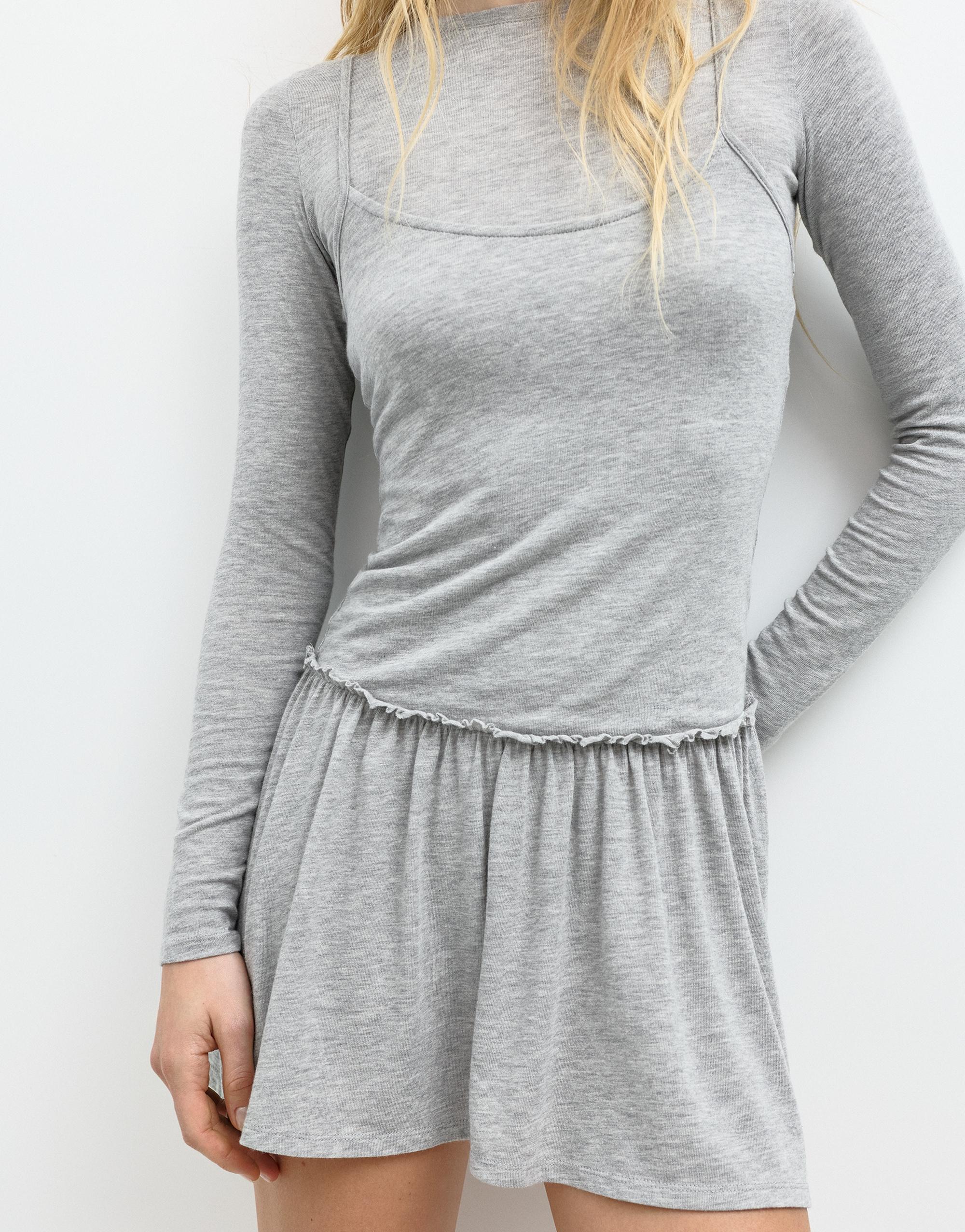Double short dress — Grey marl