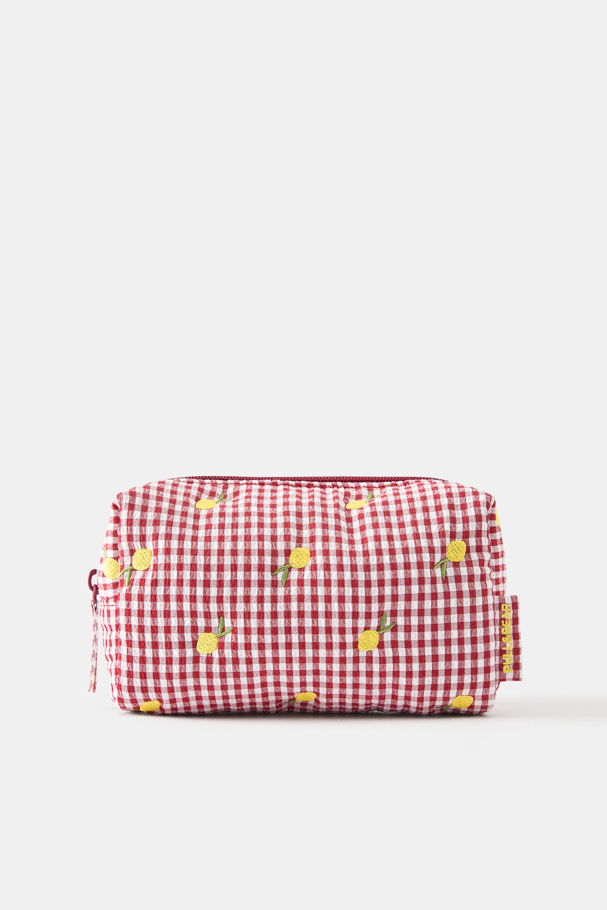 Gingham fruit wash bag — Red