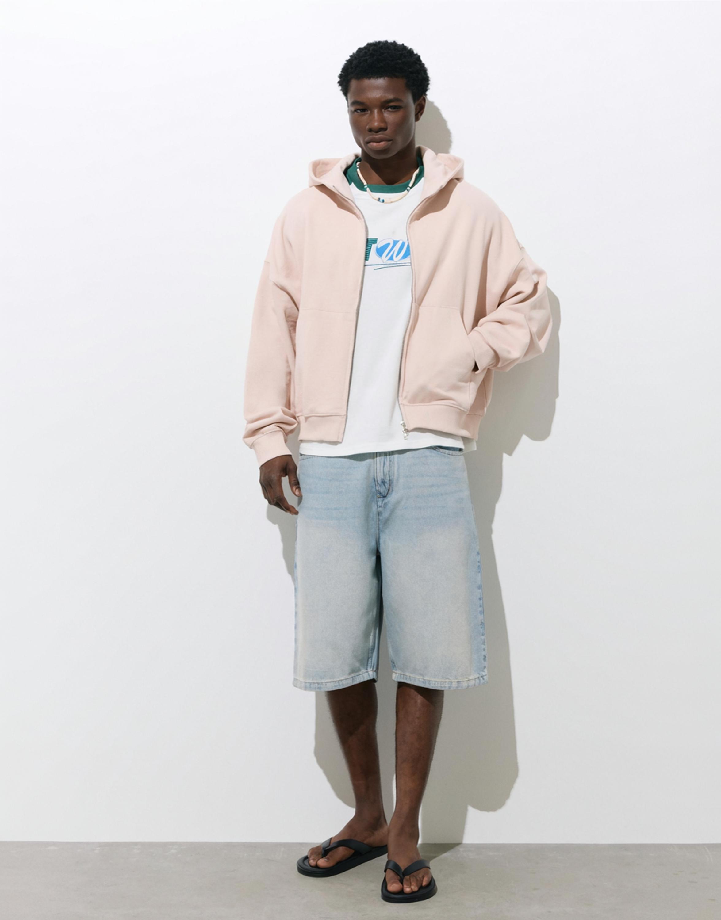 Oversize zip-up hoodie — Pink