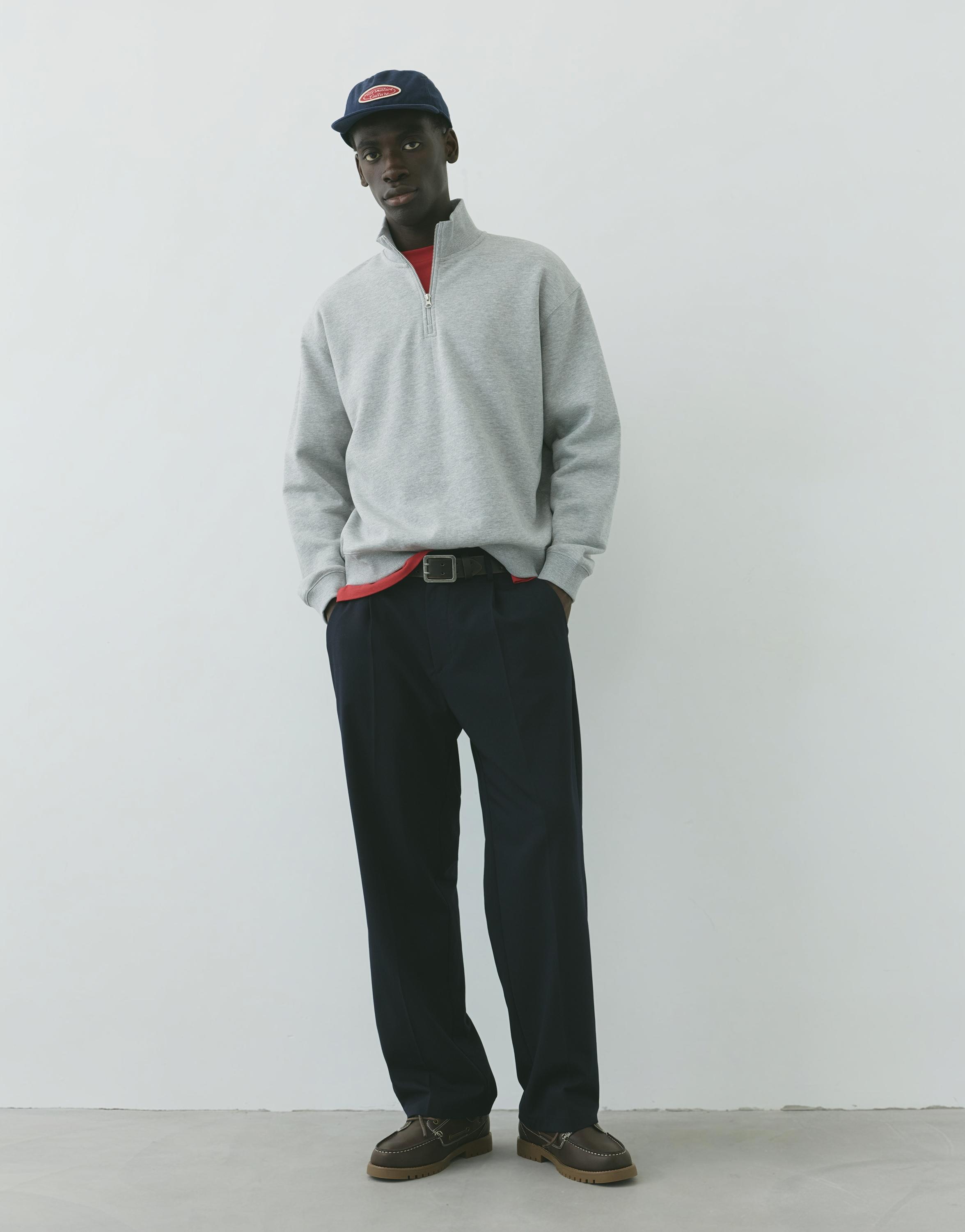 Wide-leg tailored trousers — Navy