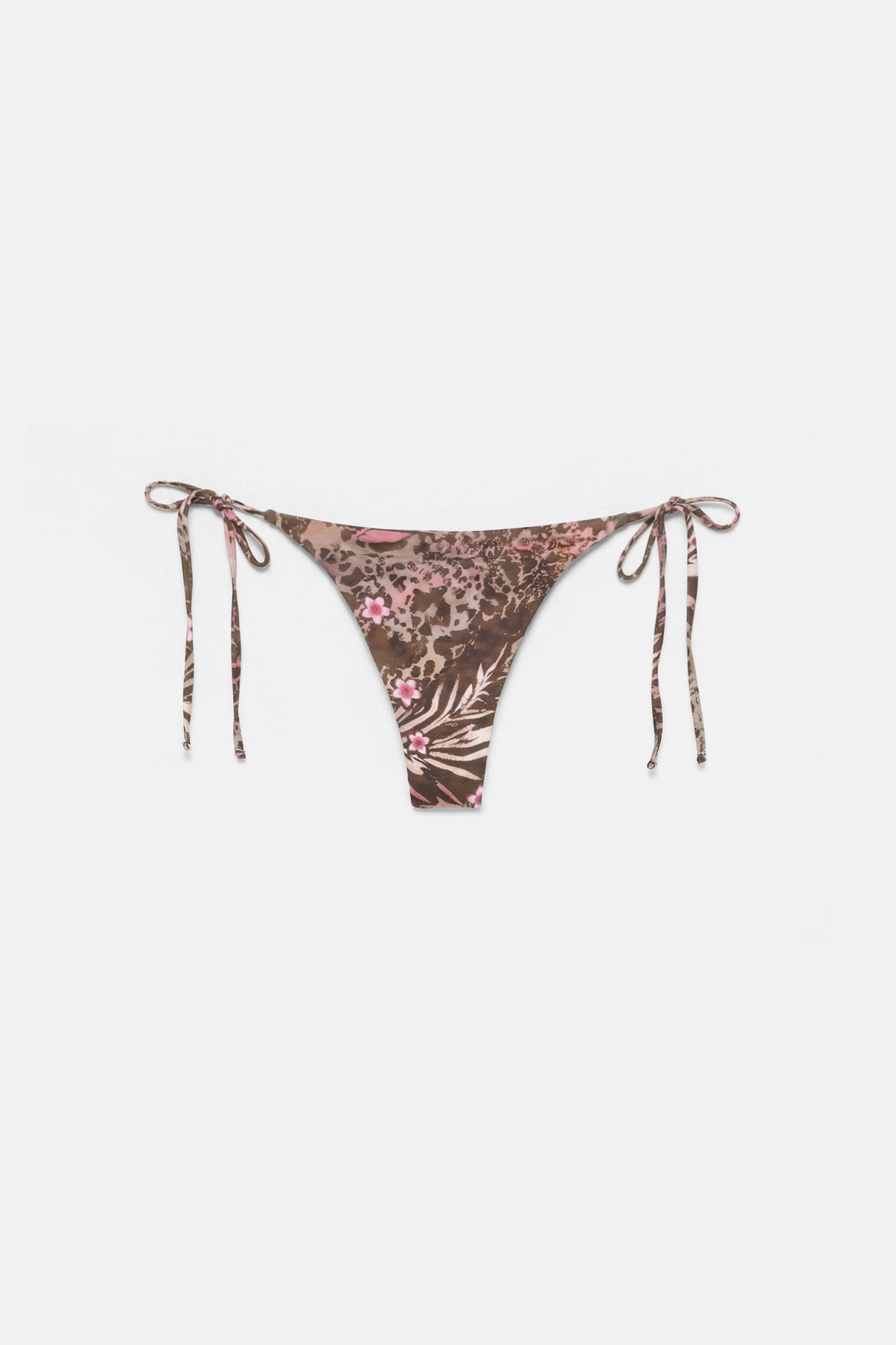 Printed bikini bottoms — Brown