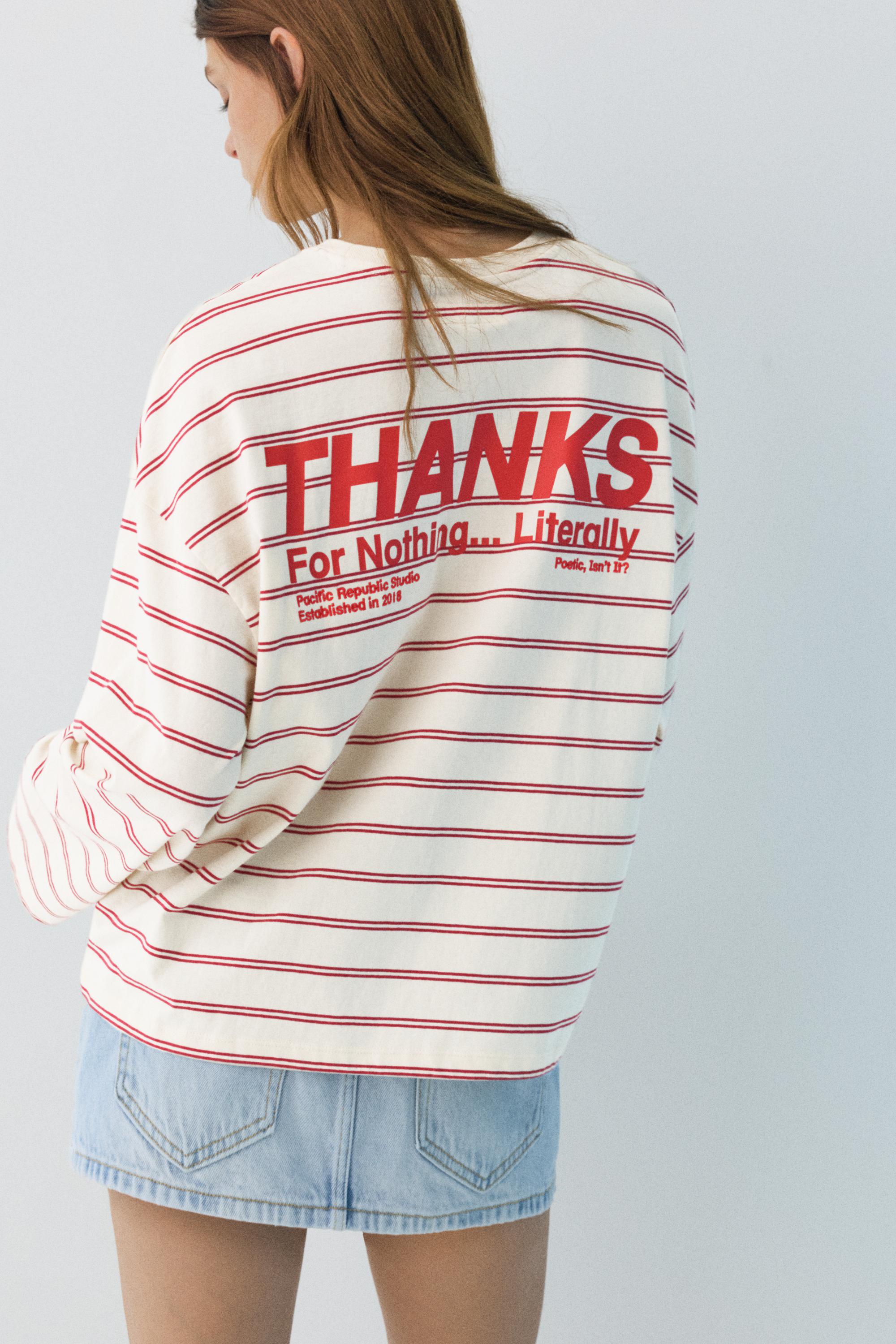 Çizgili ve yazılı t-shirt - Görsel 11