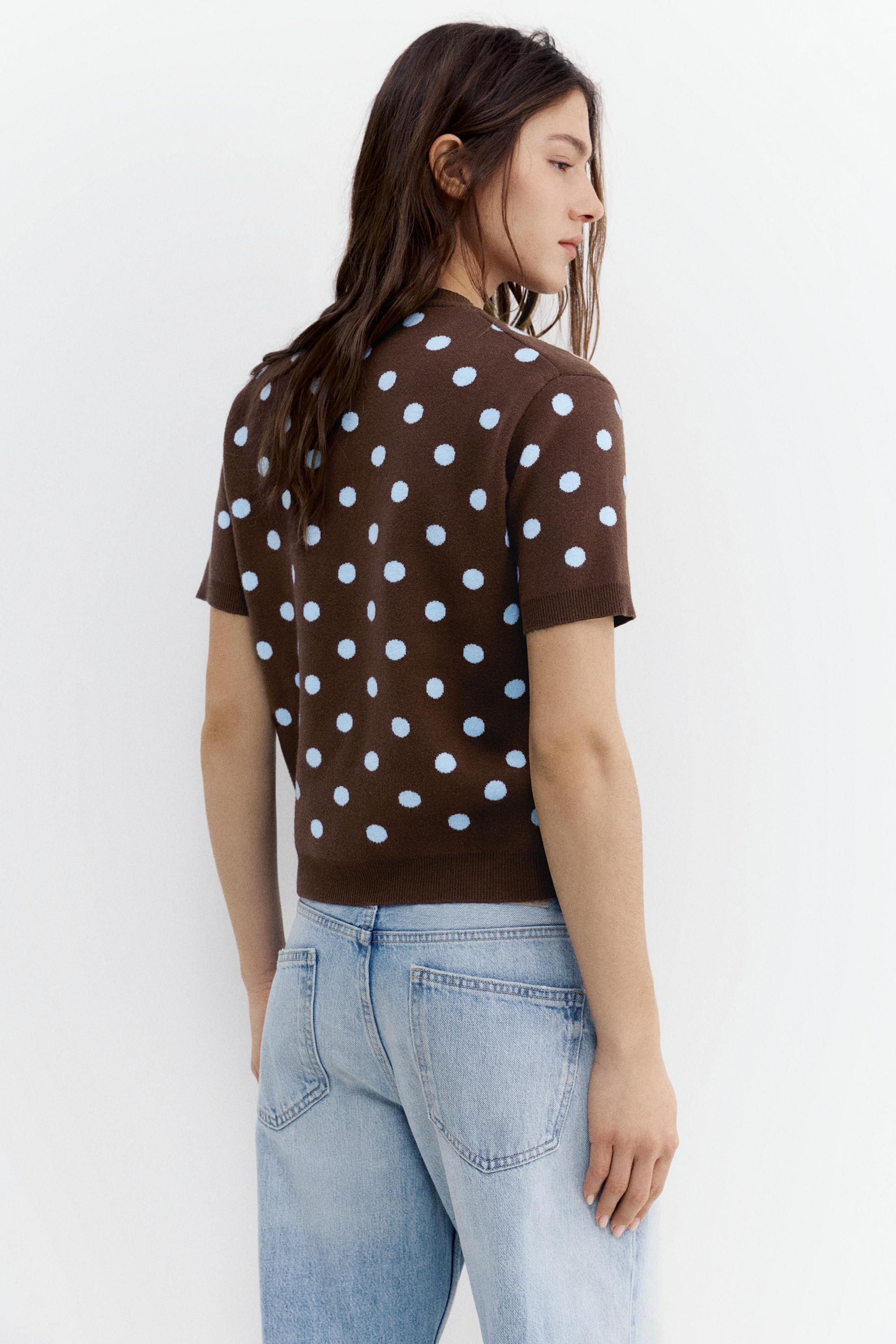 Puantiye desenli kısa kollu top - Görsel 18