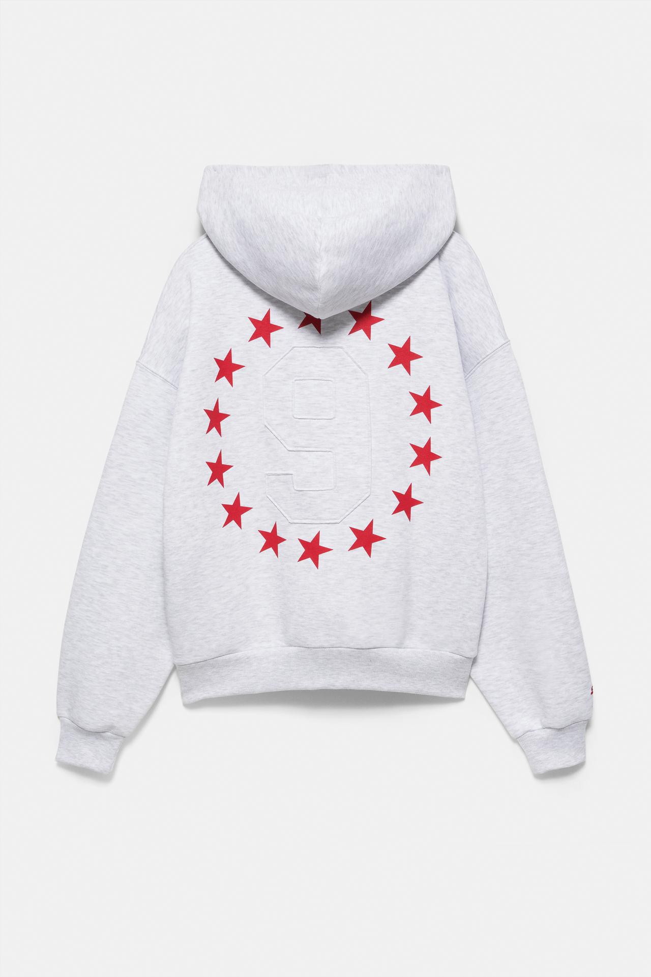 Star graphic hoodie — Grey marl